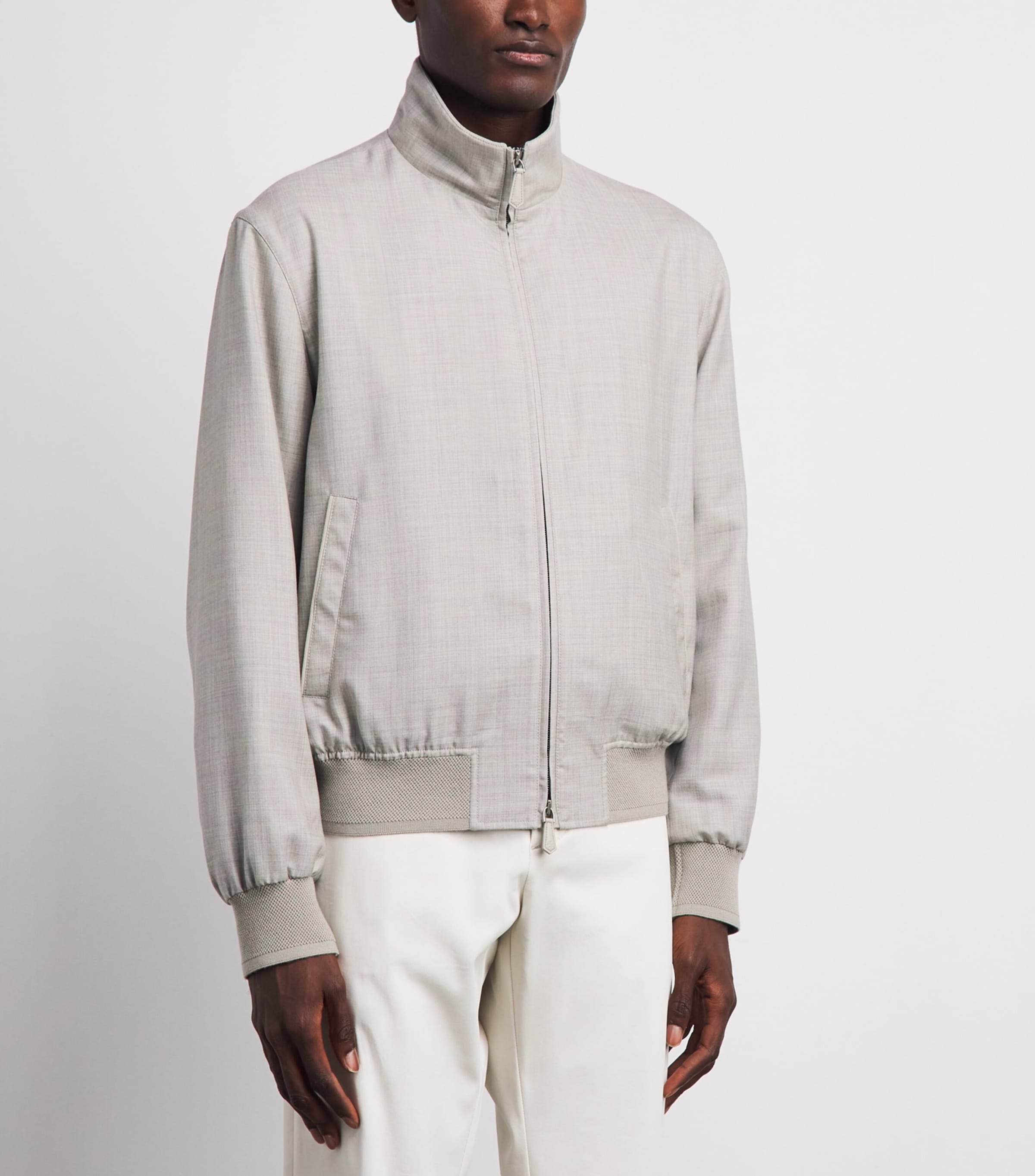 Ralph Lauren Purple Label Mens Cashmere-Silk Felton Bomber Jacket Cream/pearl Grey Image 4
