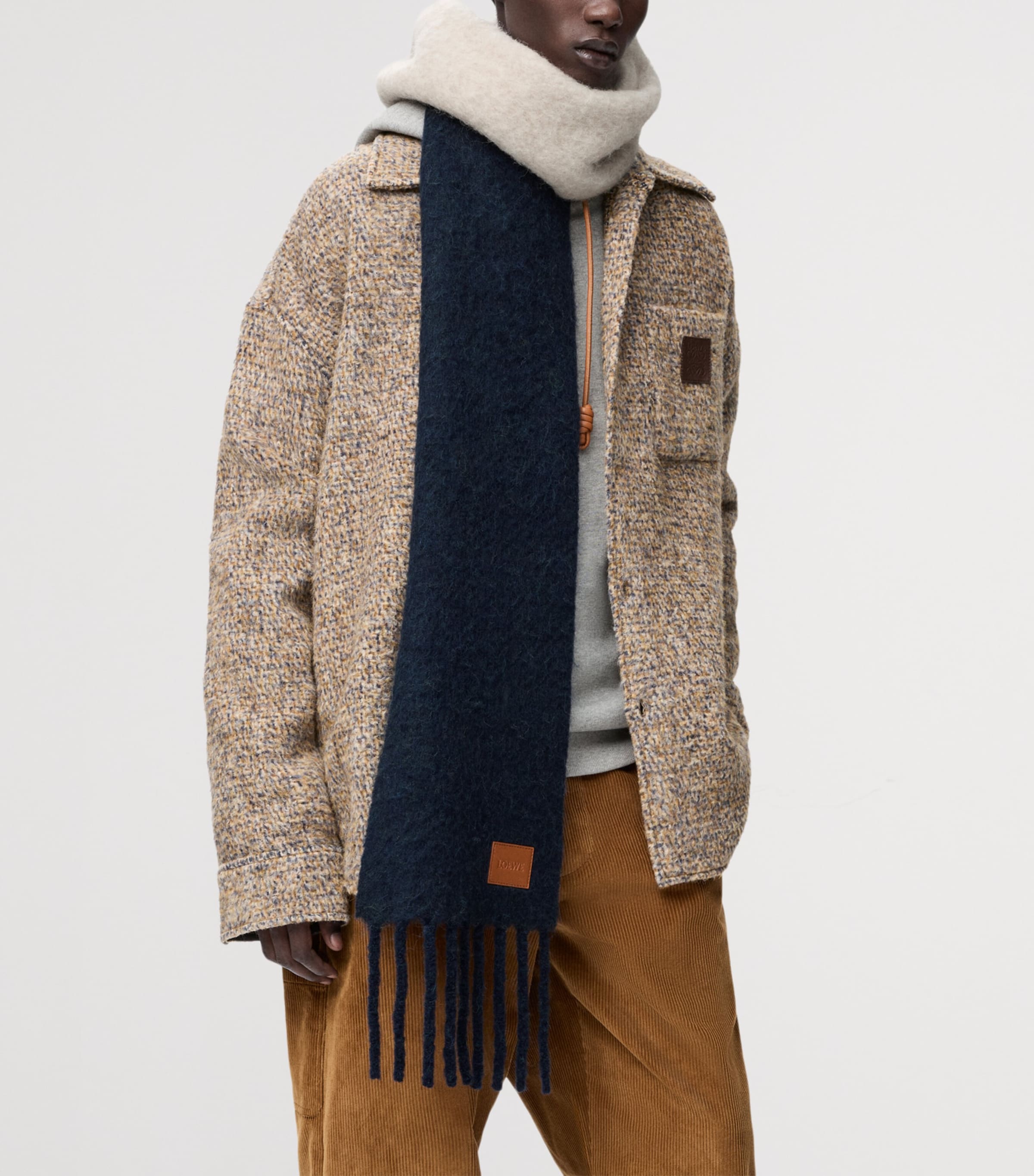 Alpaca-Wool-Blend Scarf NAVY BLUE/SANDSTONE Image 2