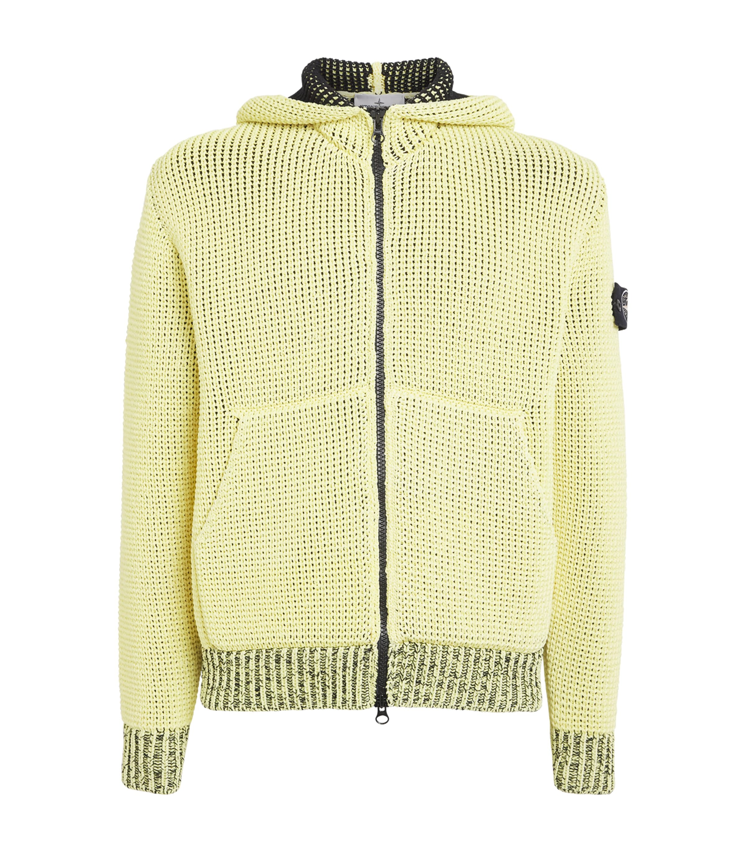 Stone Island Yellow UV-Reactive Knit Hoodie | Harrods US