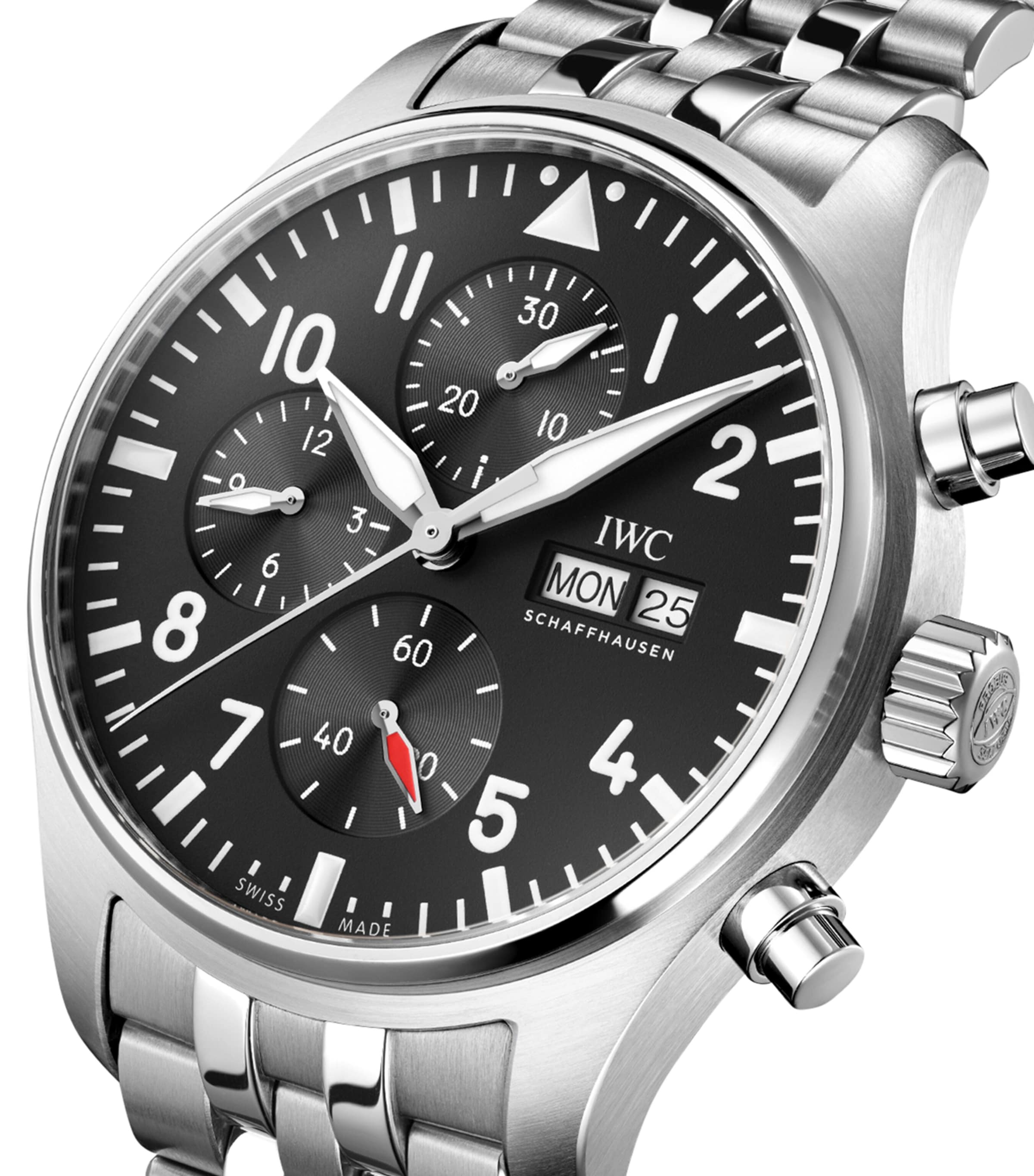 Stainless Steel Pilot's Chronograph Watch 43mm BLACK Image 7