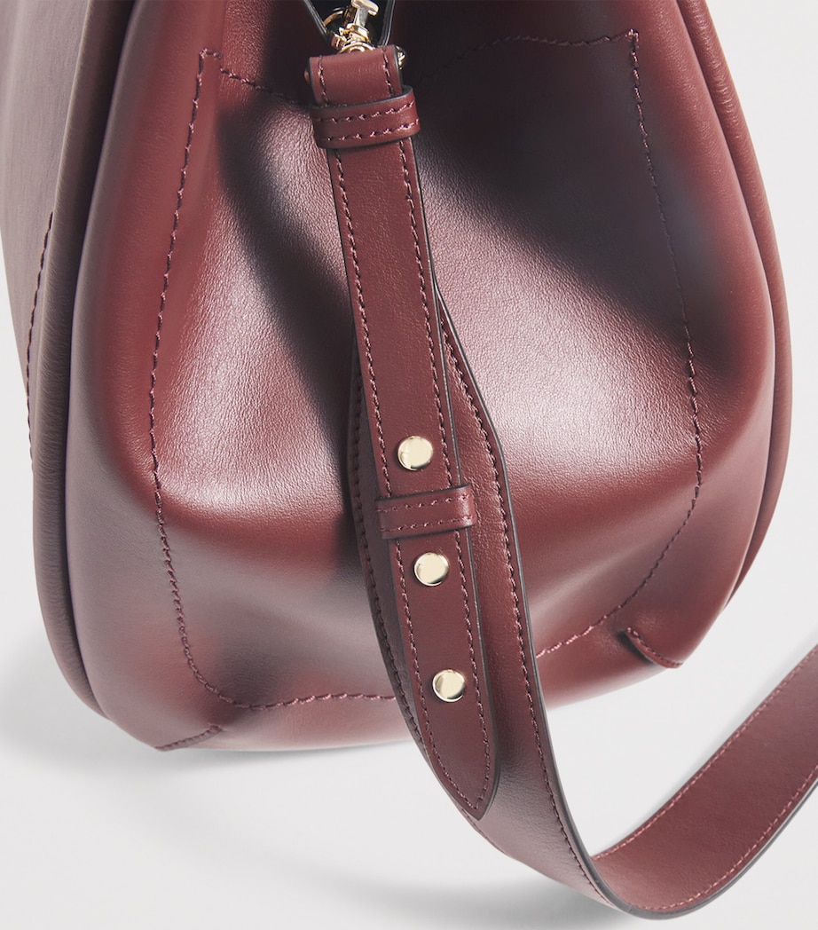 Small Leather Marine Top-Handle Bag BORDEAUX Image 4
