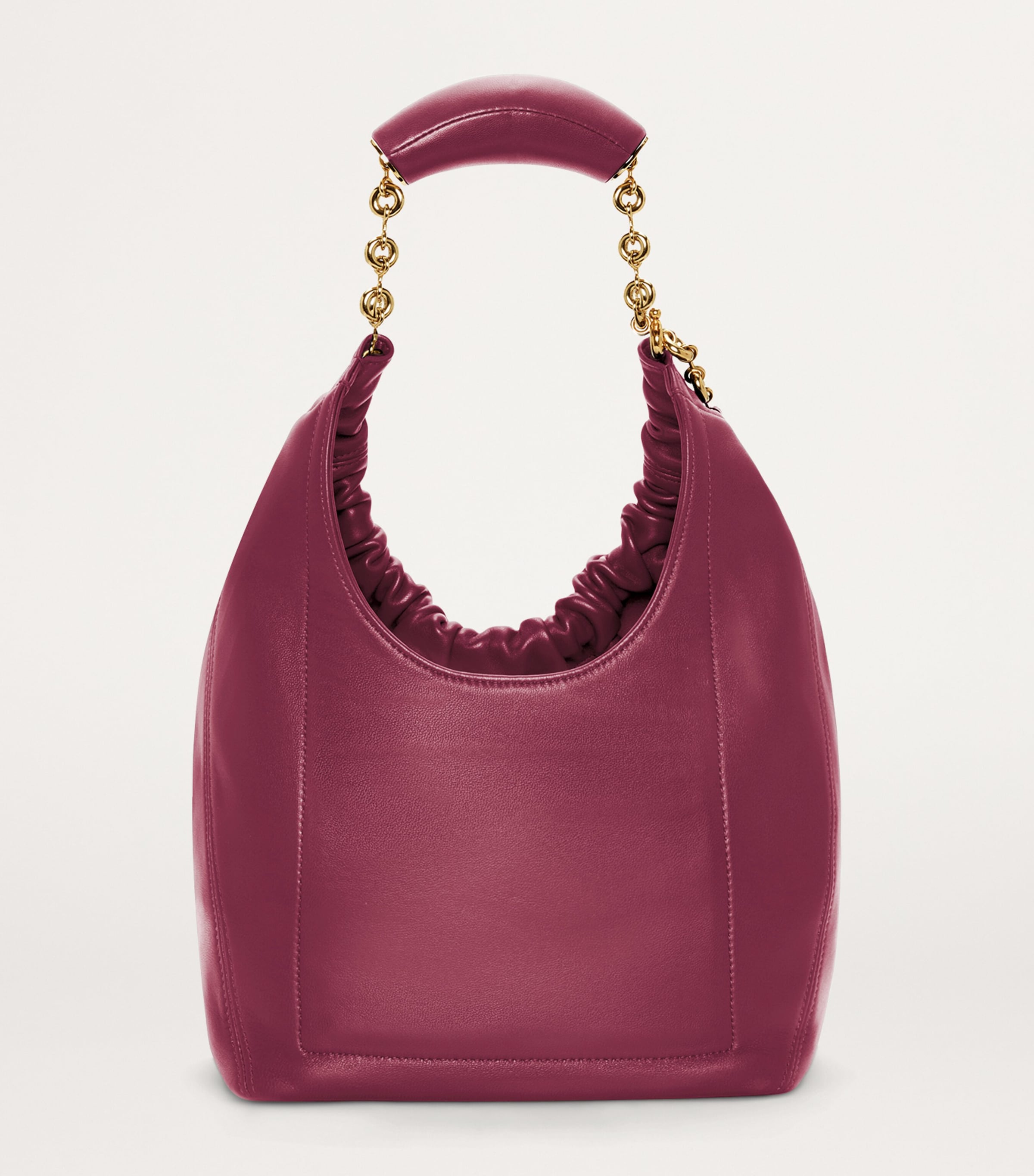 Small Leather Squeeze Top-Handle Bag CRIMSON Image 3