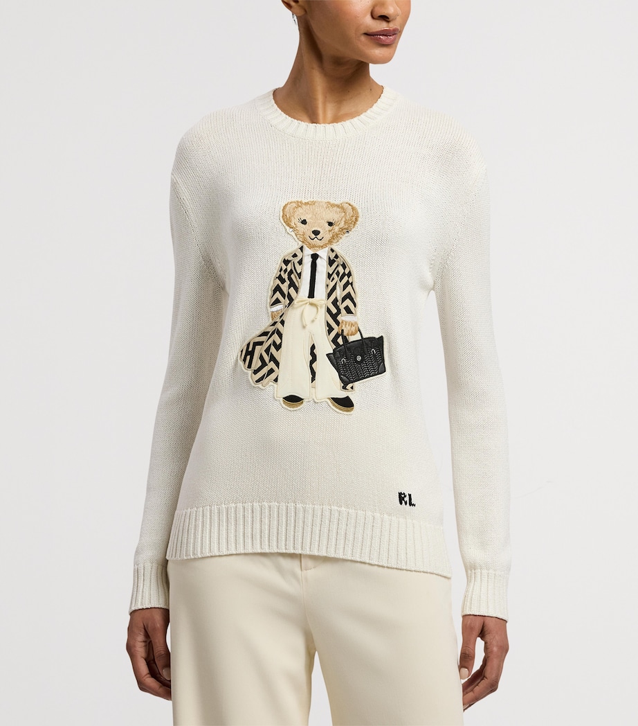 Ralph Lauren Collection Womens Mulberry Silk Polo Bear Sweater Natural Image 9