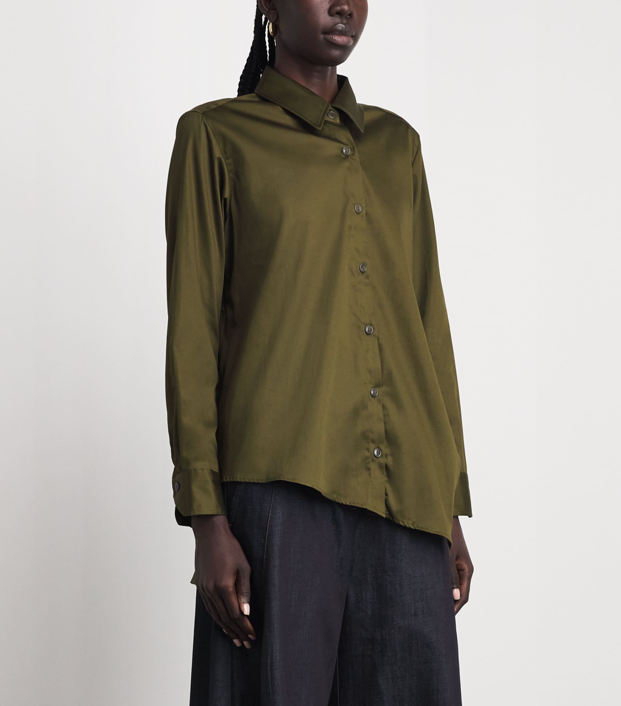 Palmer//Harding Womens Sateen Cotton Twisted Shirt Green Cotton Sateen Image 6