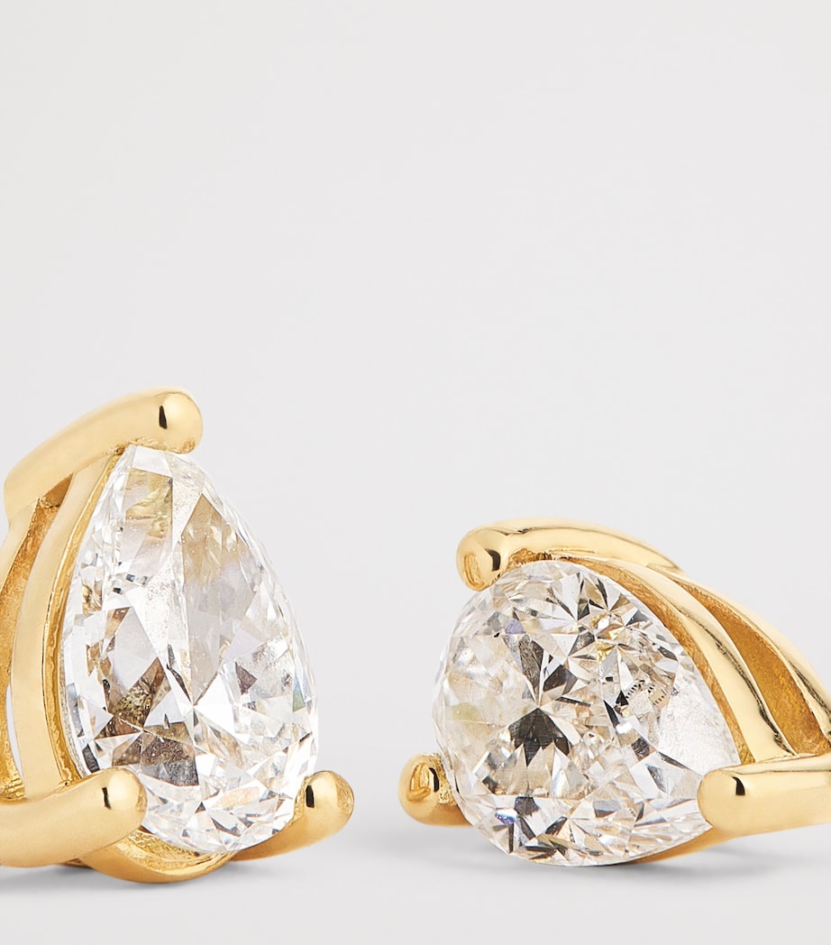 Yellow Gold and Diamond Pear Stud Earrings (1.00ctw) YELLOW GOLD Image 5