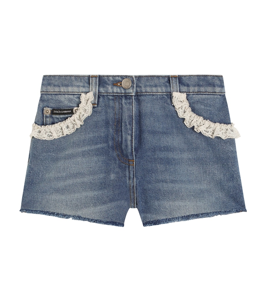 Dolce&Gabbana Kids Lace-Trim Denim Shorts (8-12+ Years) Combined Colou Image 1