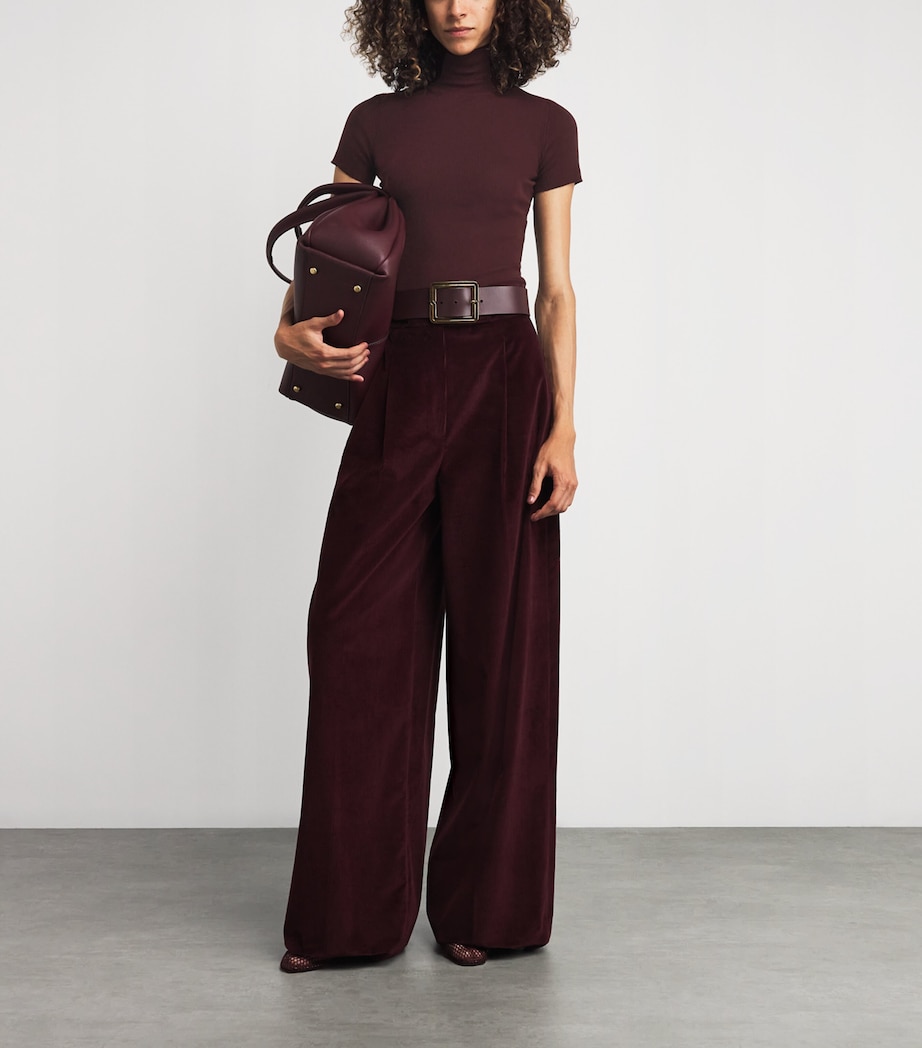 Wool Short-Sleeve Sweater CHERRY Image 2