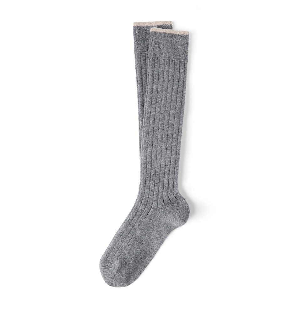 Brunello Cucinelli Mens Cashmere Ribbed Socks Image 1