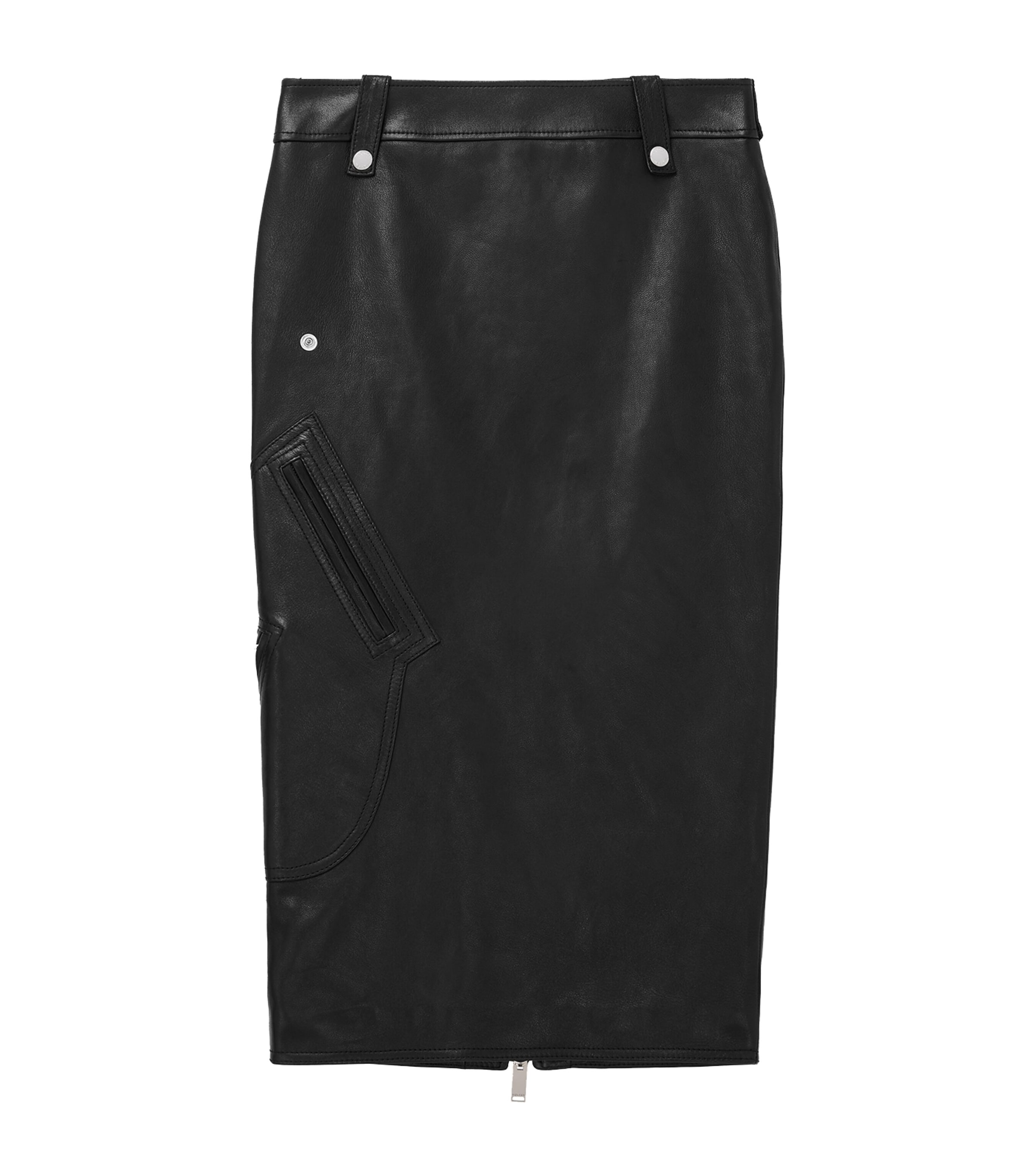 Shop Alexander Mcqueen Leather Pencil Midi Skirt In Black
