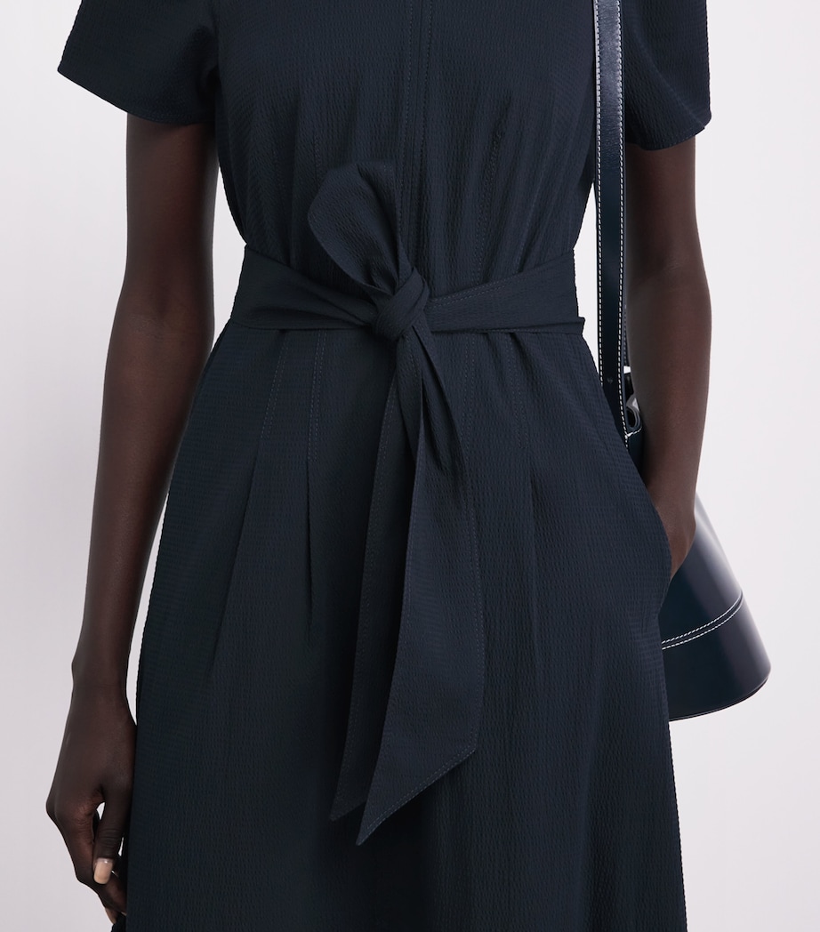 ME+EM Womens Stretch-Cotton Fitted Midi Dress Navy Image 3
