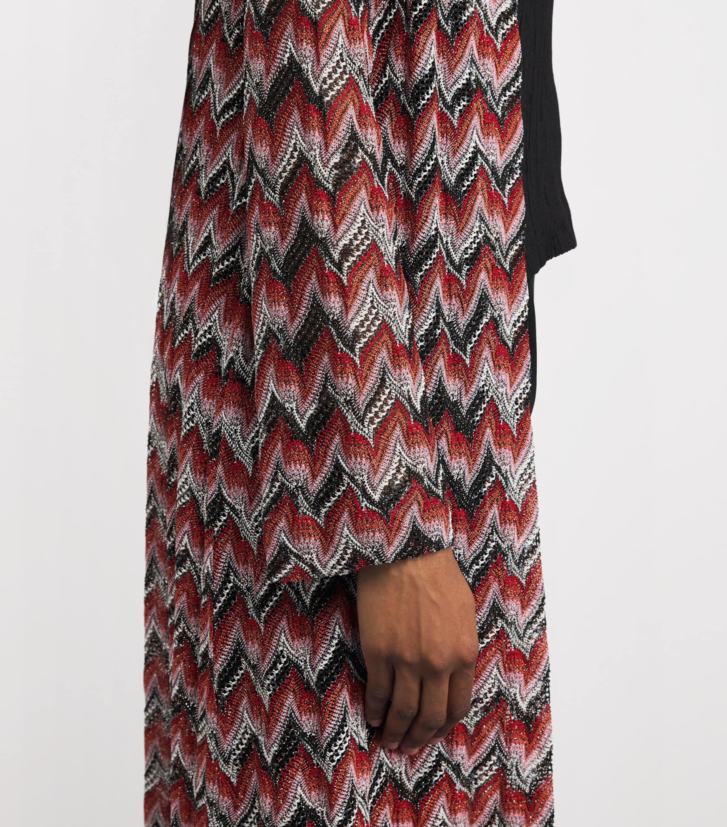 Zigzag Open-Front Cardigan S4175 RED/BLACK Image 4