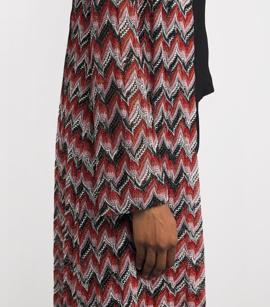 Zigzag Open-Front Cardigan S4175 RED/BLACK Image 4
