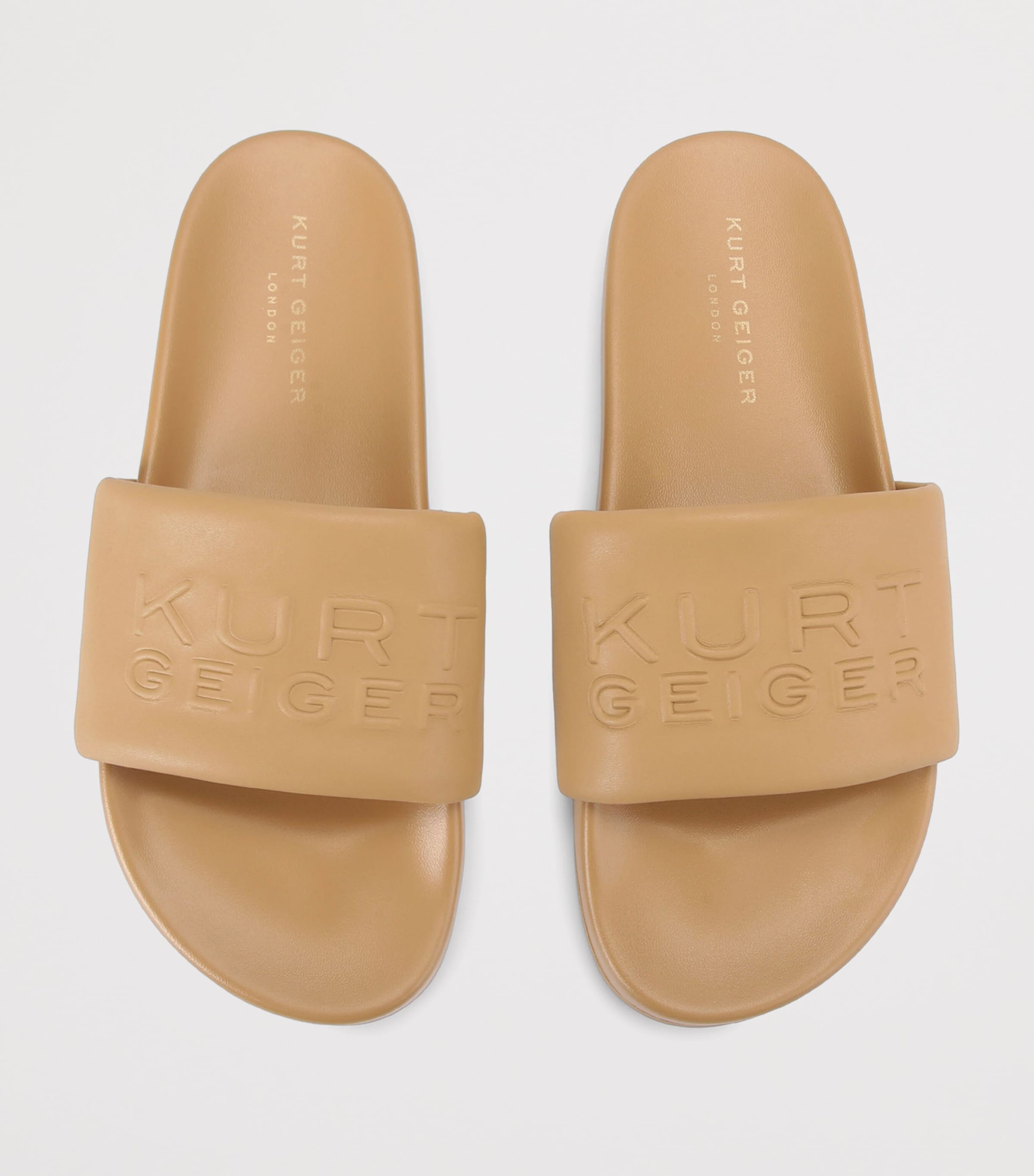 Kurt Geiger London Faux Leather Stacked Slides Beige Image 4