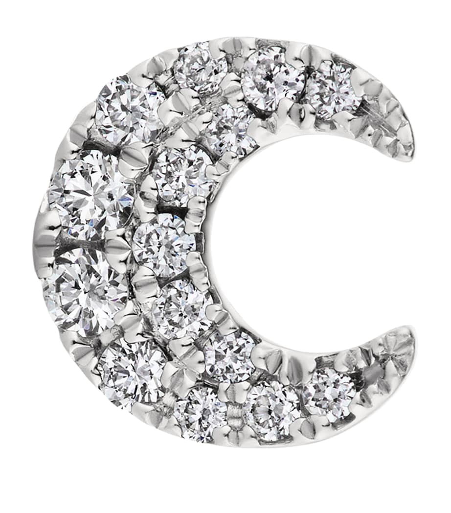 White Gold Diamond Moon Threaded Stud Earring (5.5mm) WHITE GOLD Image 1