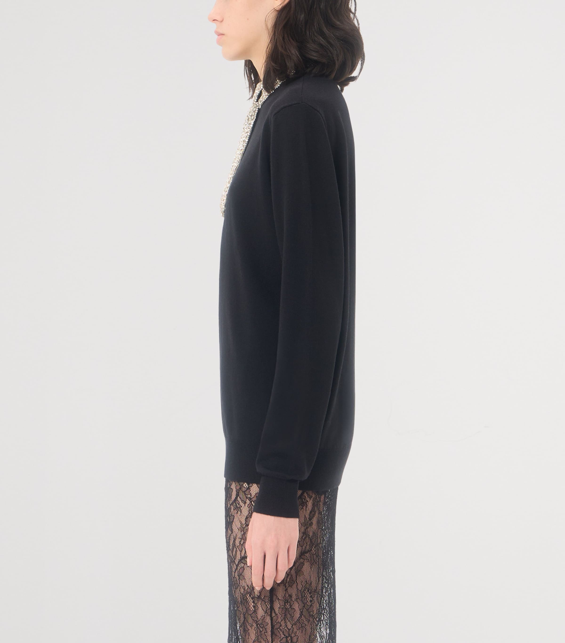 Valentino Womens Virgin Wool Embellished Sweater Image 4