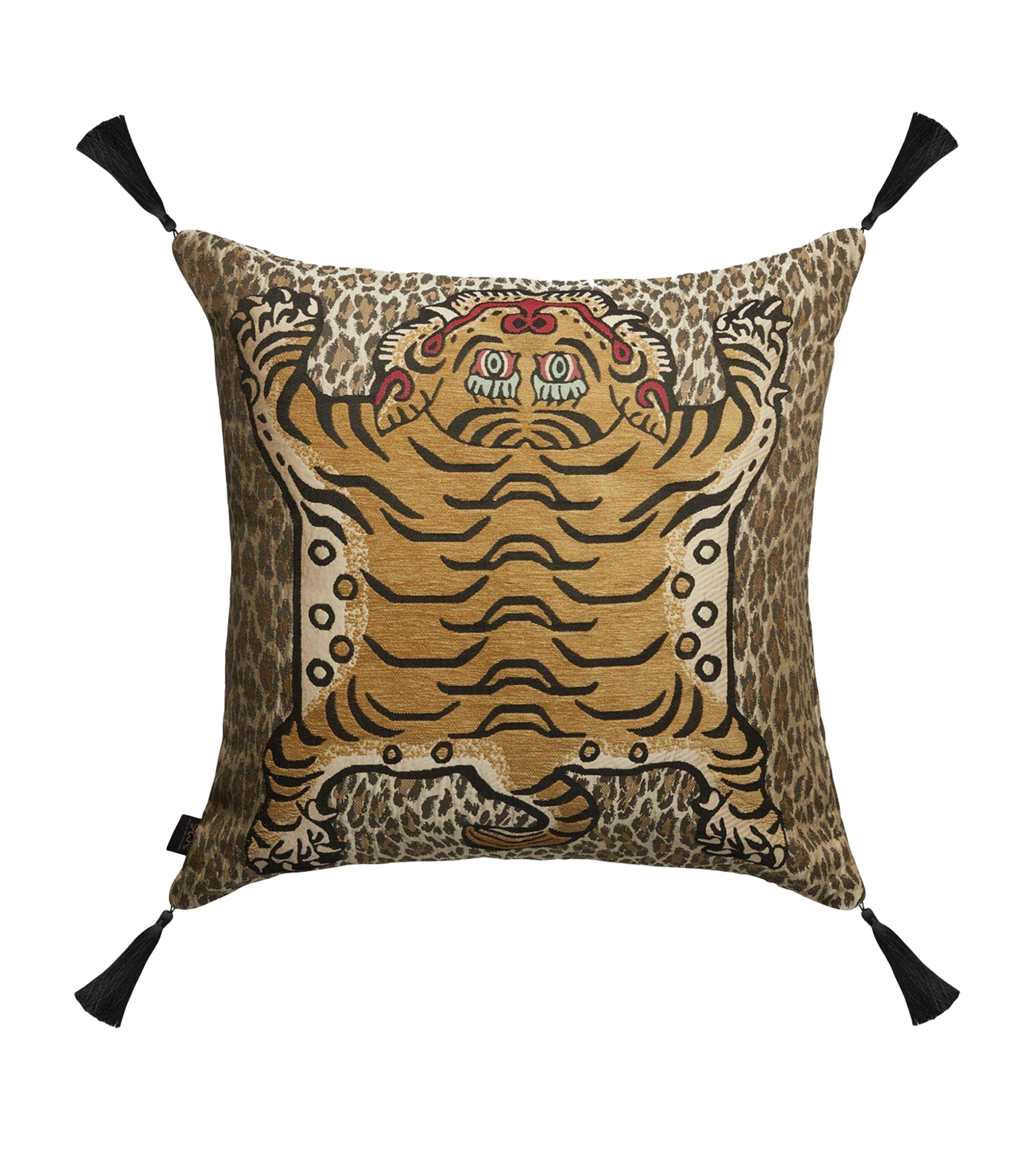Jacquard Wild Saber Tassel Cushion (60cm x 60cm) ORANGE Image 1