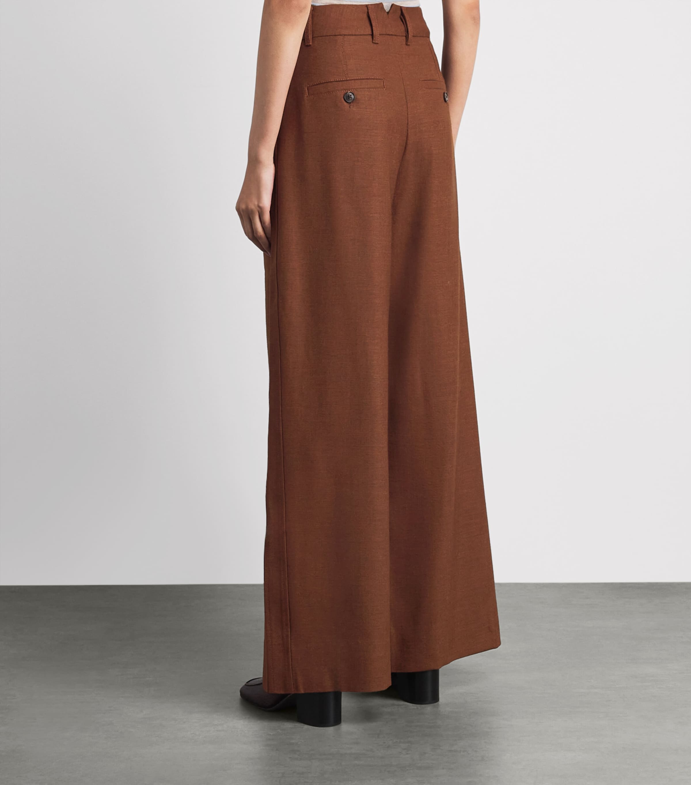 ME+EM Womens Wool-Blend Wide Trousers Pecan Brown Image 5