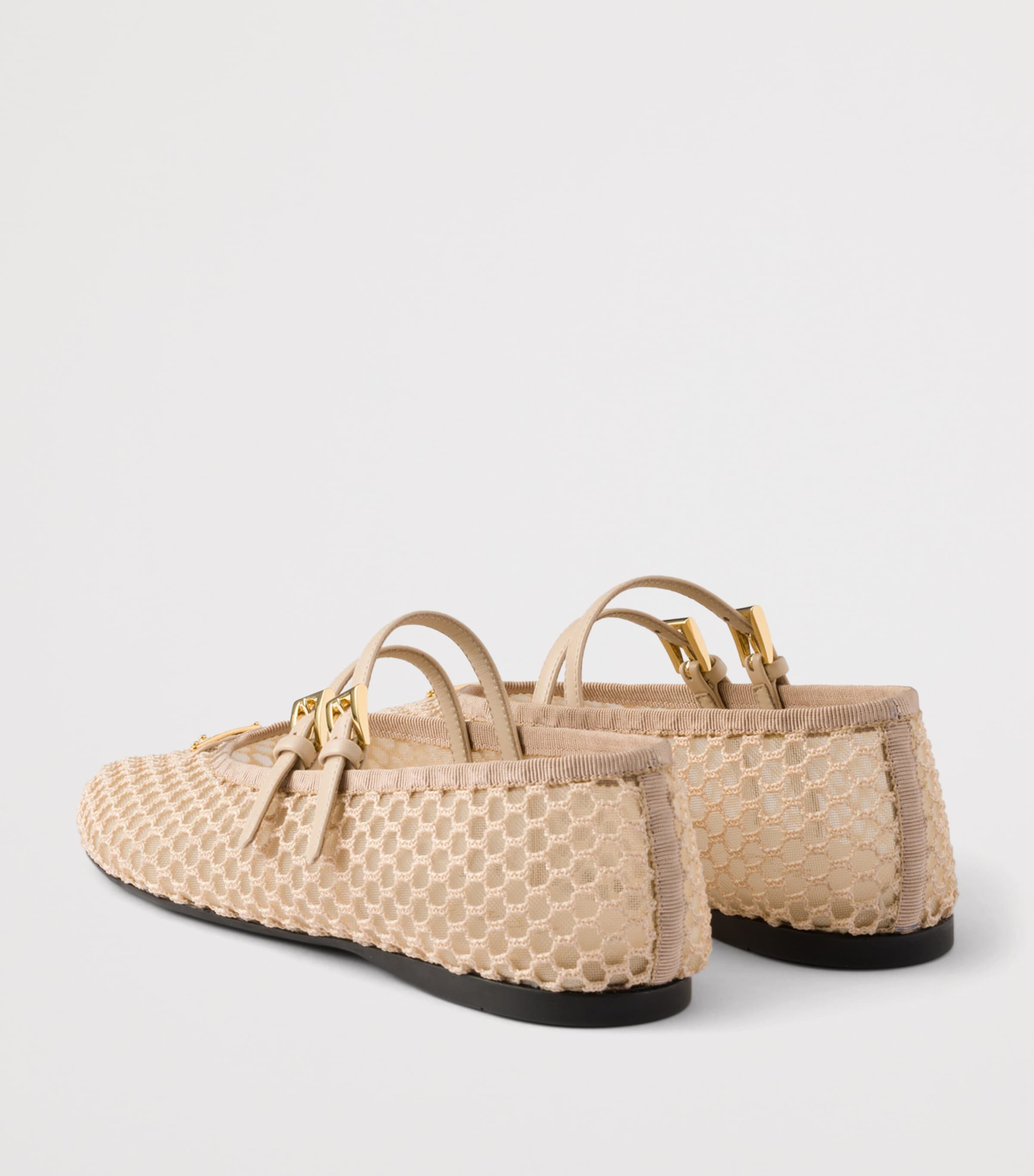 Prada Mesh Triangle Ballet Flats Neutral Image 4
