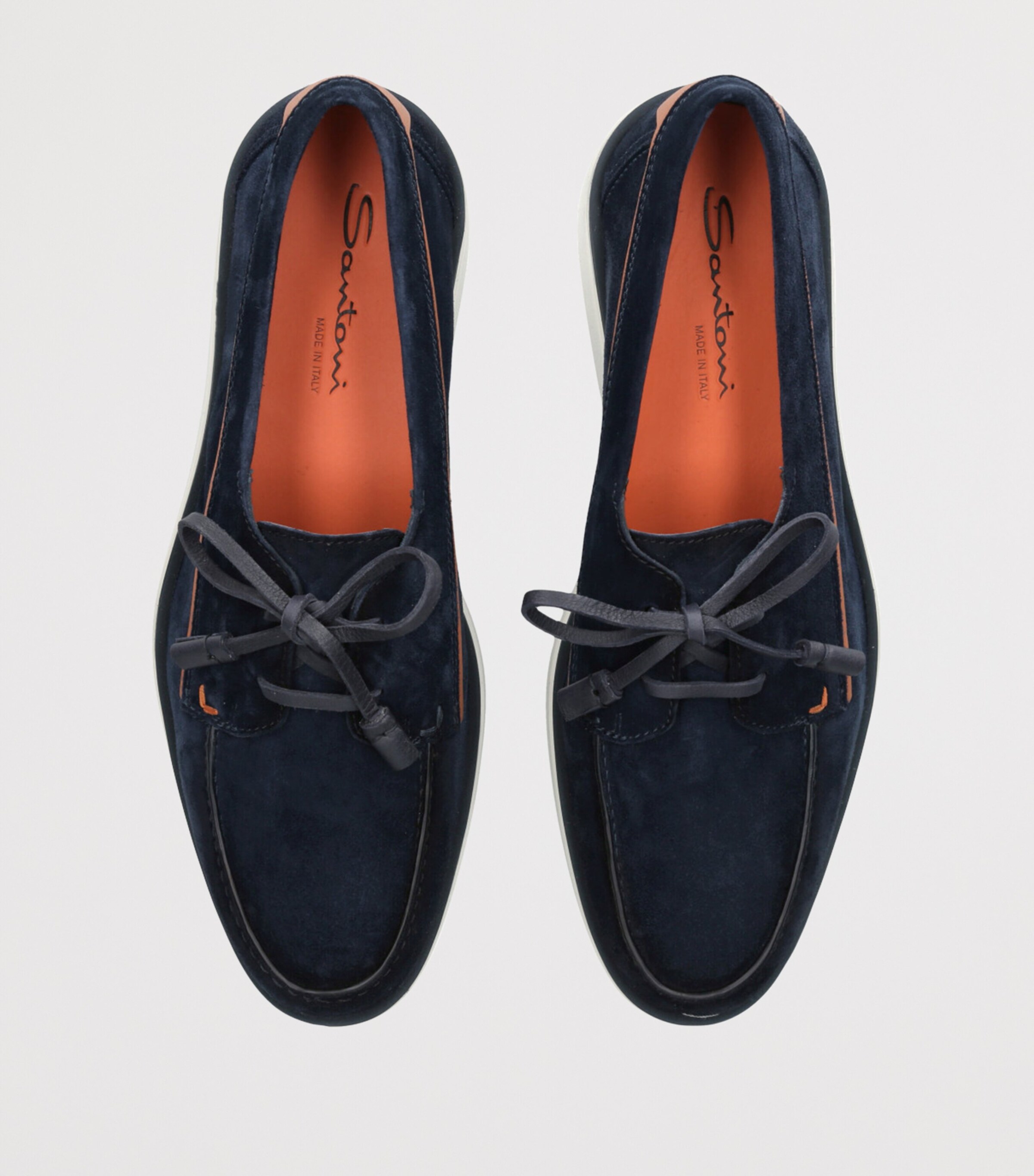 Santoni Suede Detroit Boat Shoes Navy Image 4