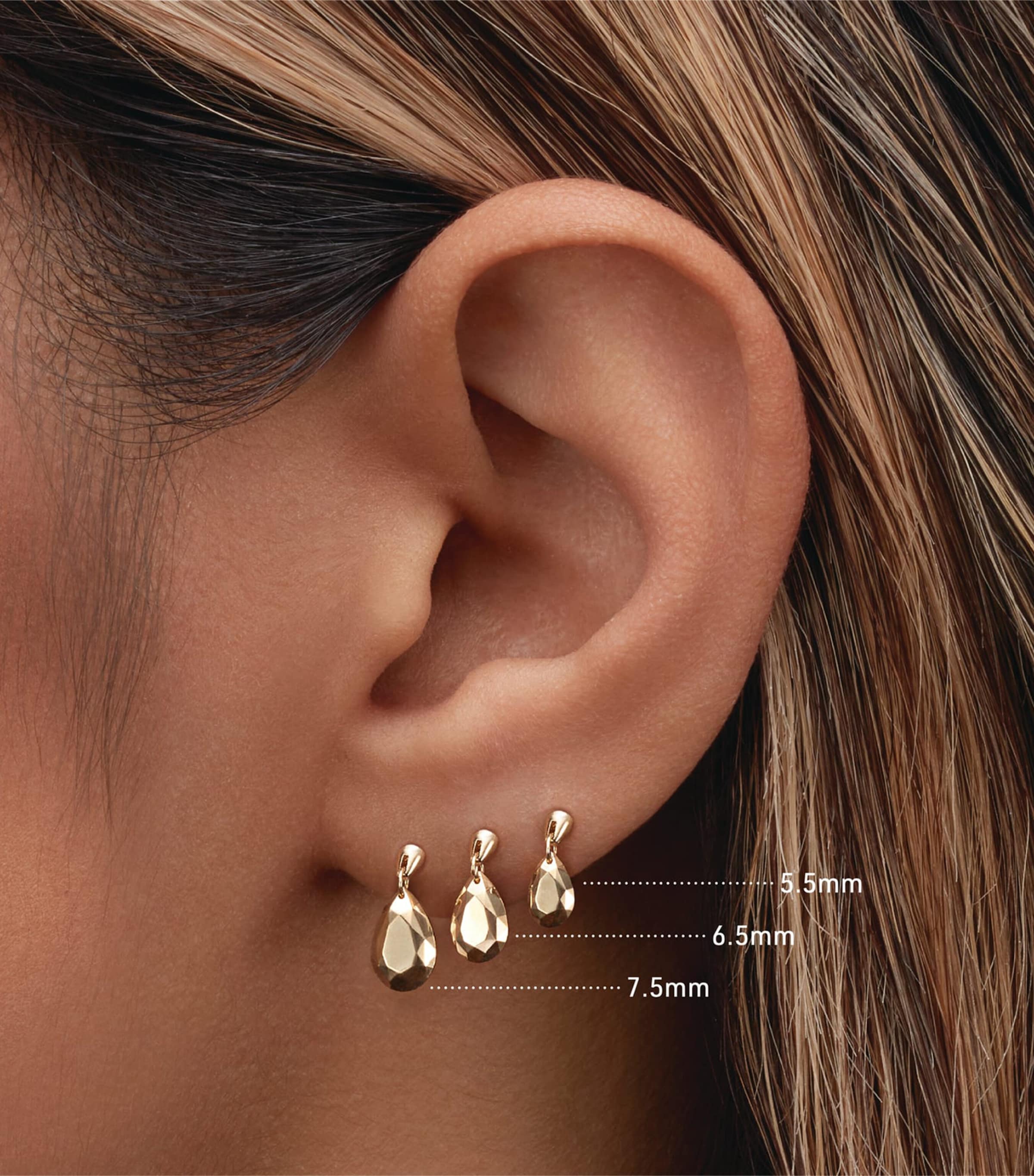 Faceted Pear Threaded Charm Earring (7.5mm) ROSE GOLD Image 2