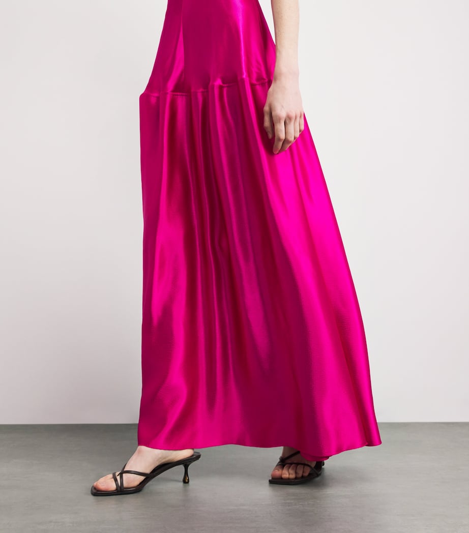 Satin Clodia Maxi Dress FUSCHIA Image 4
