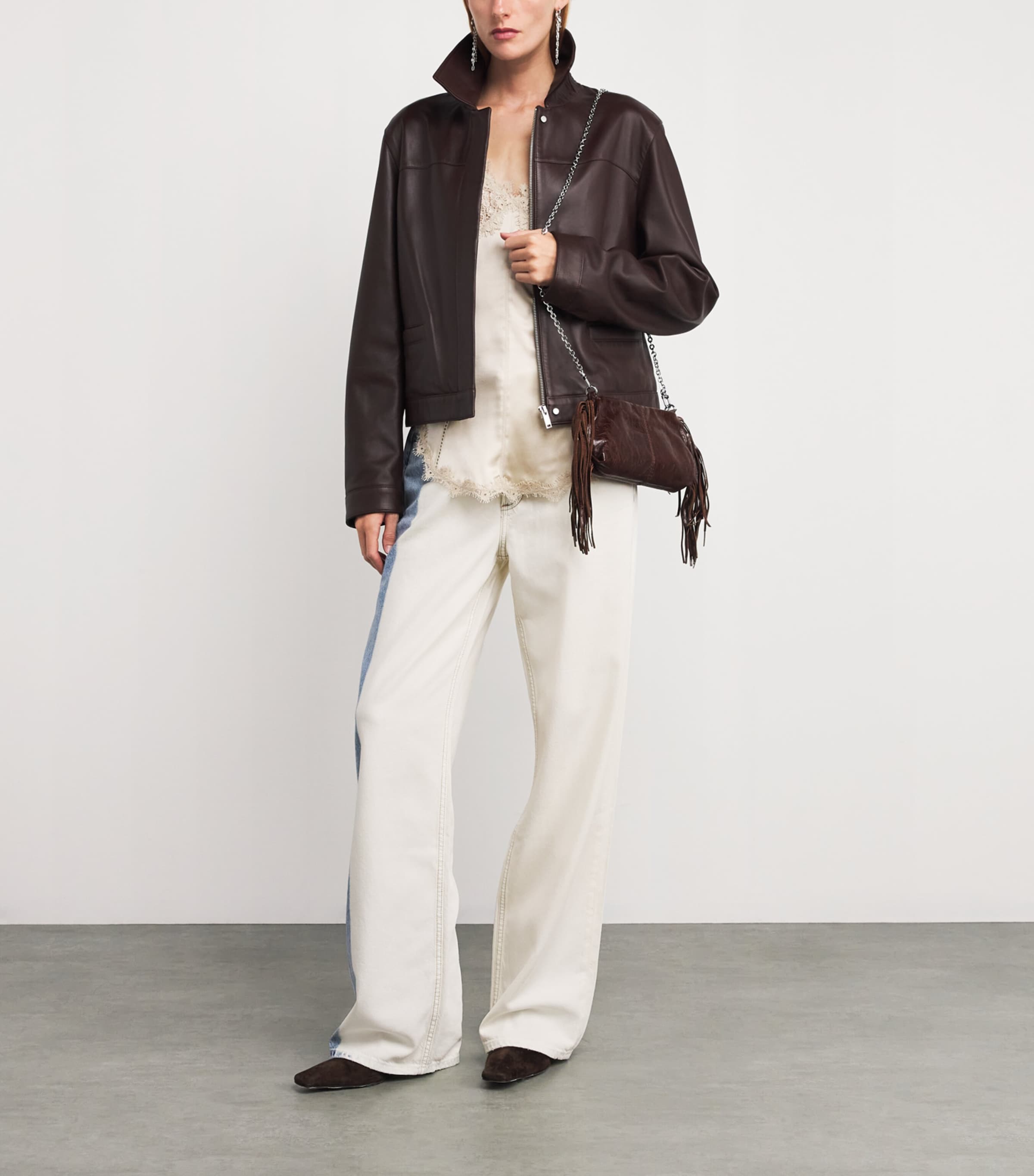 Leather Miss M Clutch Bag DARK BROWN Image 4