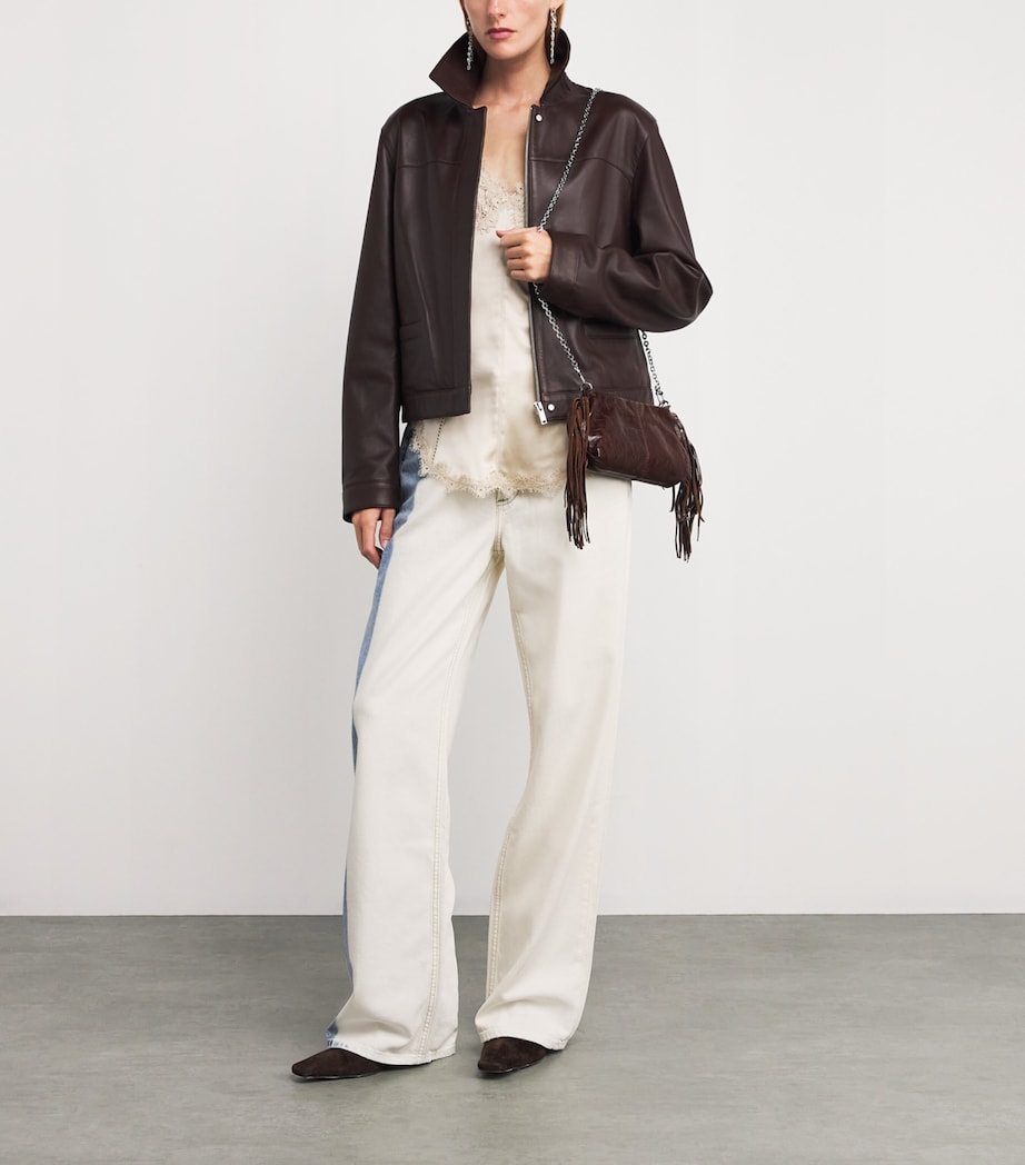 Leather Miss M Clutch Bag DARK BROWN Image 4