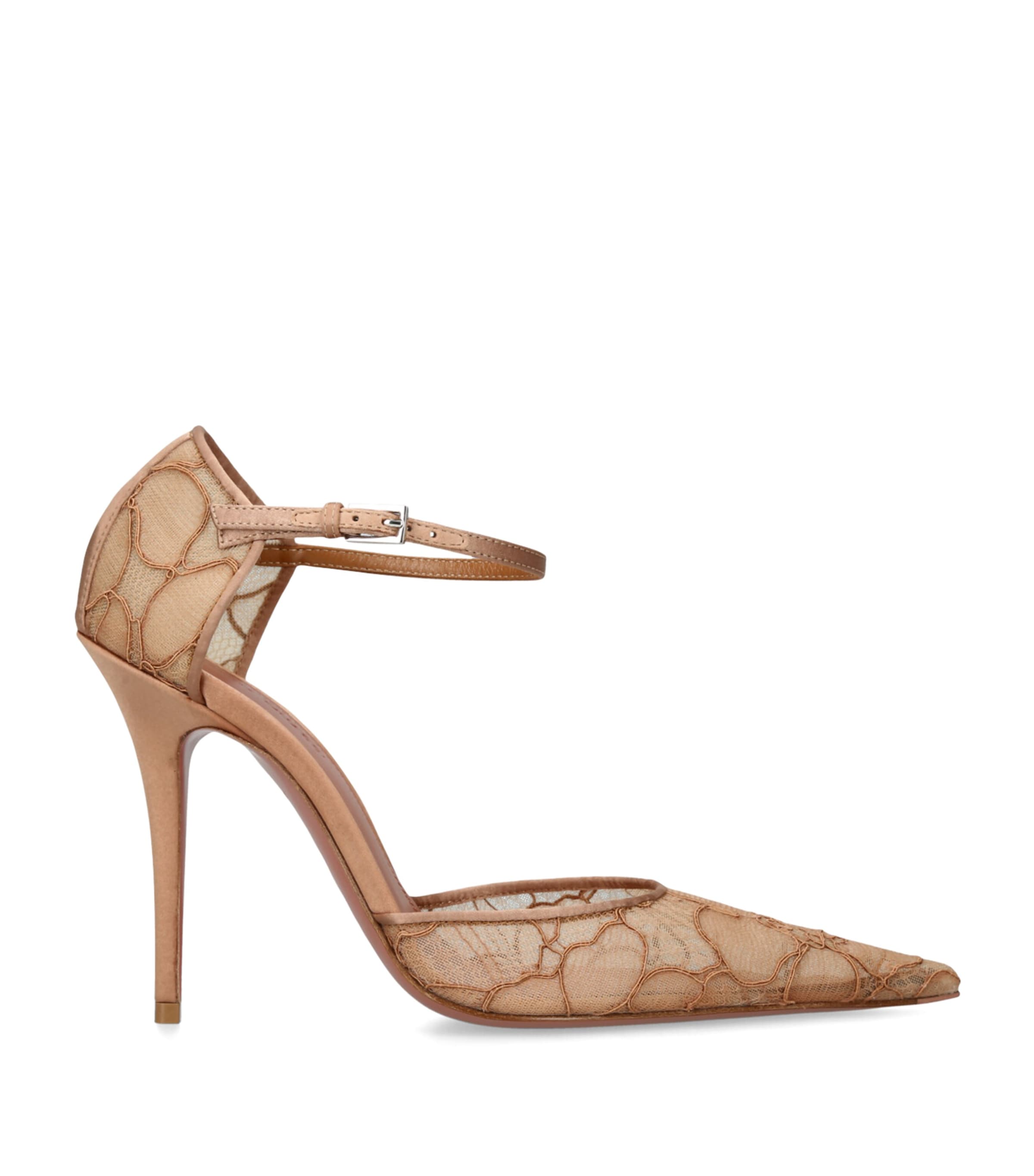 Shop Amina Muaddi Lace Barbara Pumps 105