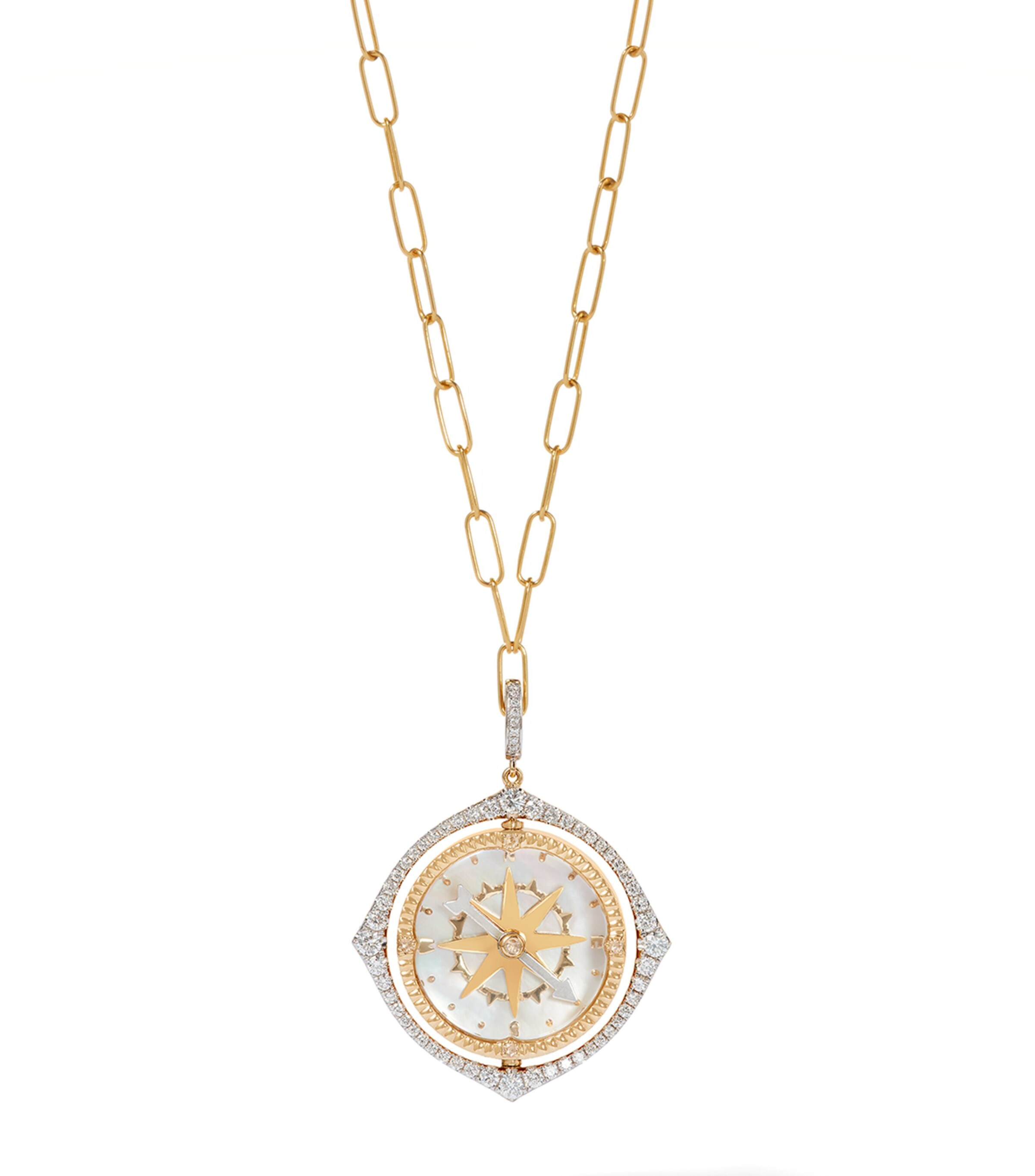 Yellow Gold and Diamond Mythology Spinning Compass Pendant YELLOW GOLD Image 8