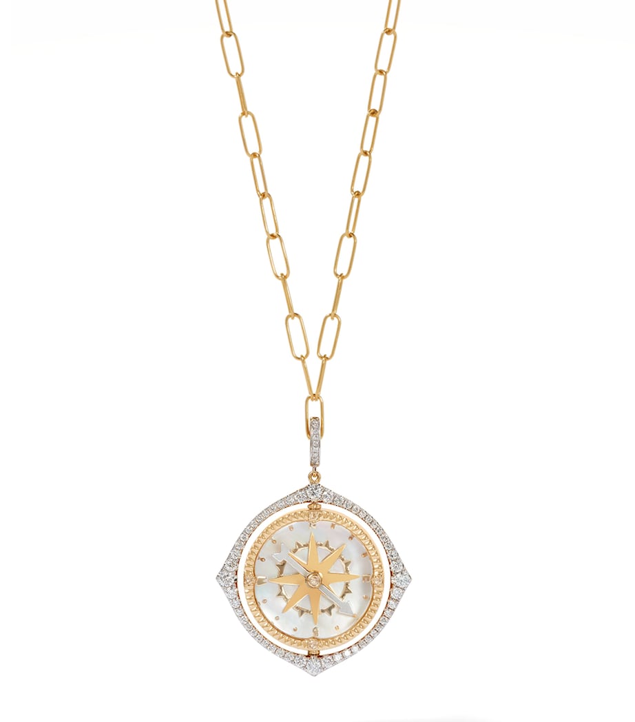 Yellow Gold and Diamond Mythology Spinning Compass Pendant YELLOW GOLD Image 8