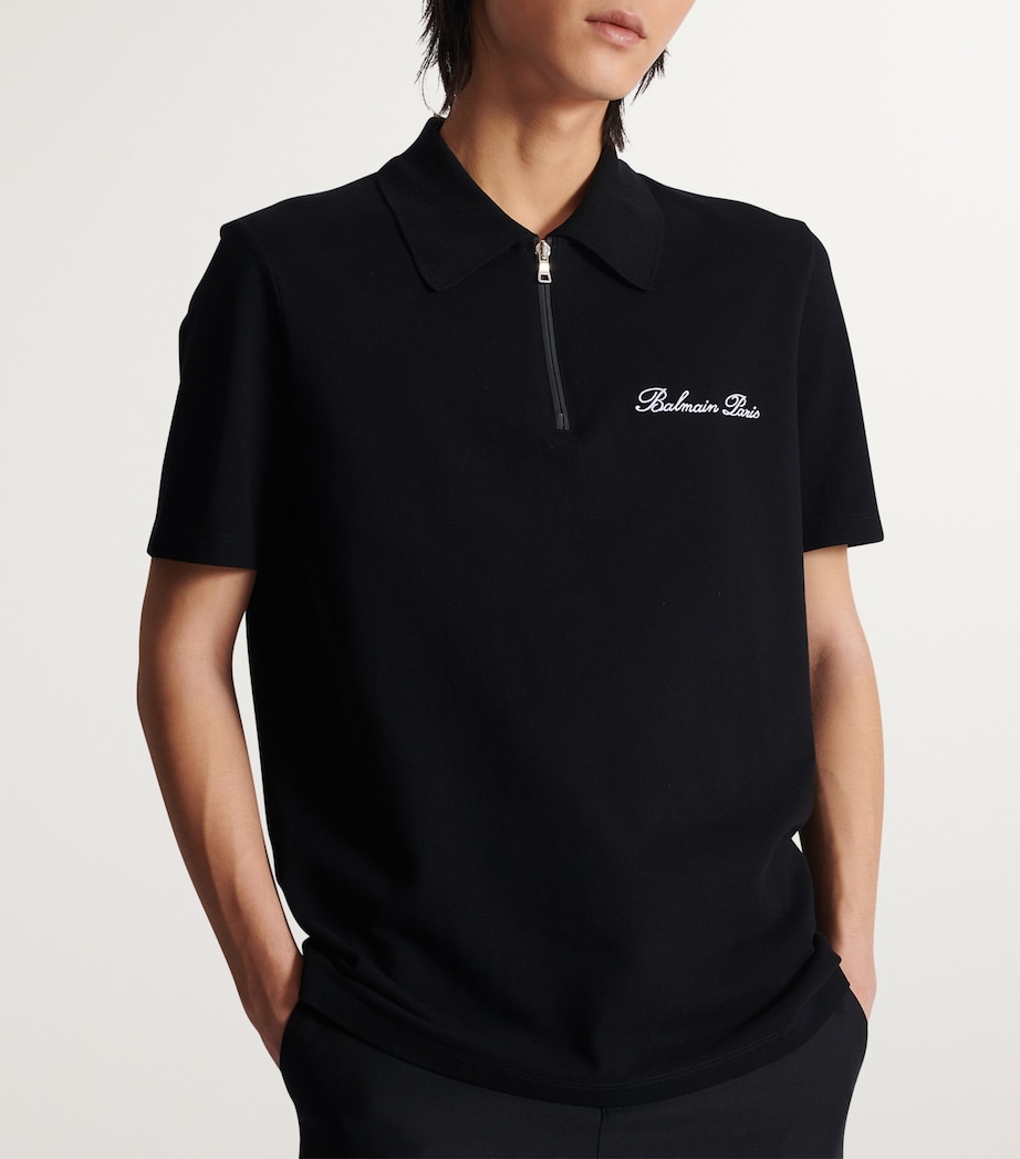 Embroidered Logo Polo Shirt EAB NOIR/BLANC Image 5