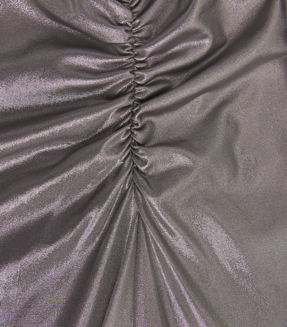 Coated Jersey Ruched Maxi Skirt 043 STEEL Image 5