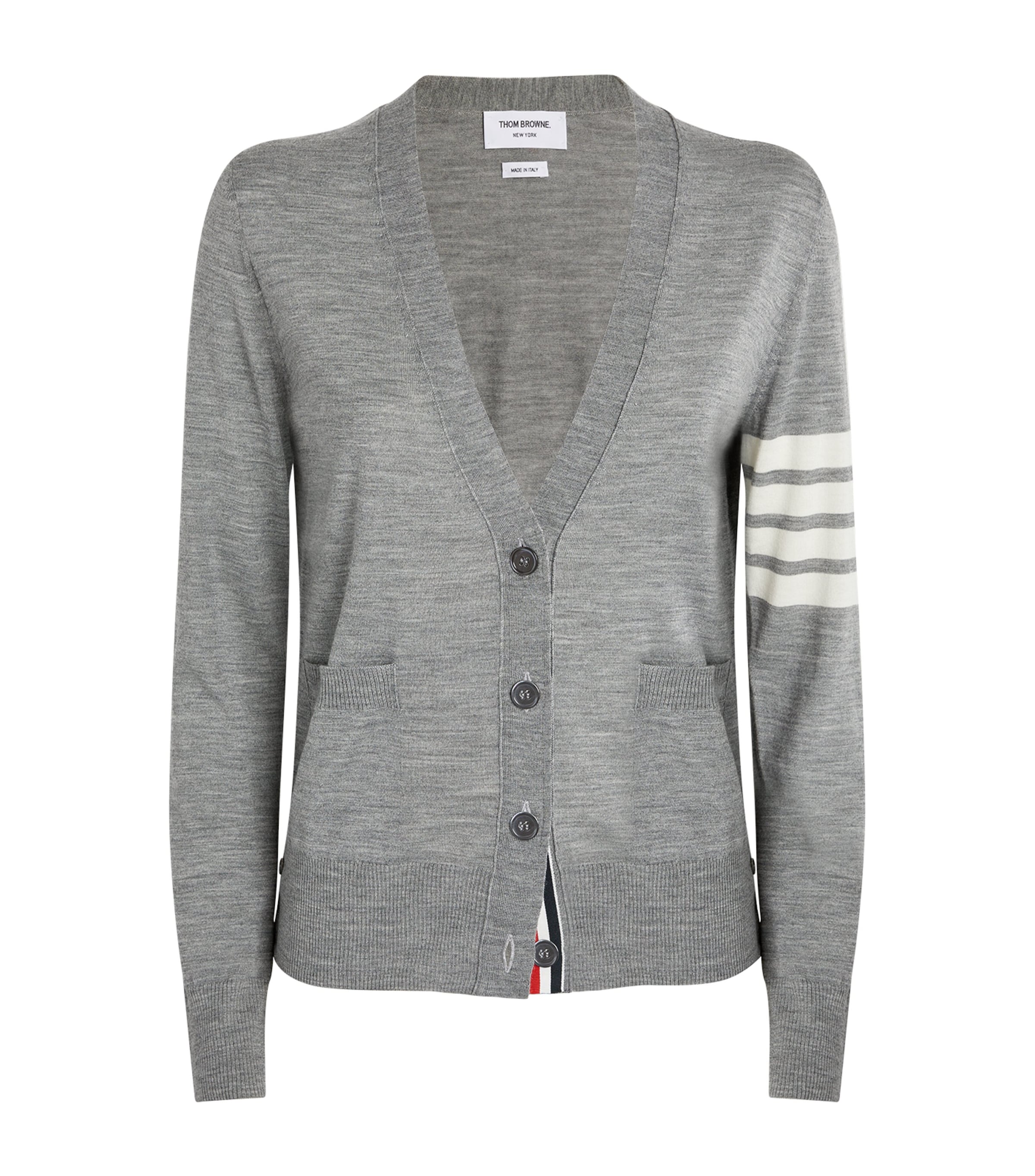 Shop Thom Browne Wool 4-bar Stripe Cardigan In Grey