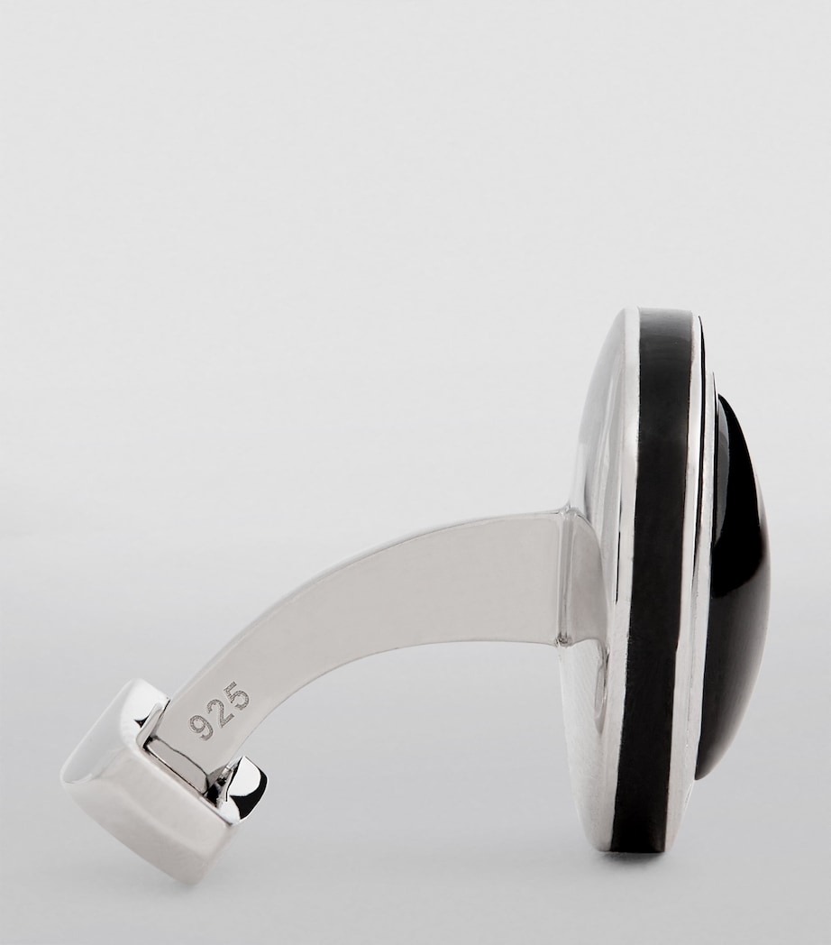 Sterling Silver and Onyx Cufflinks BLACK Image 3