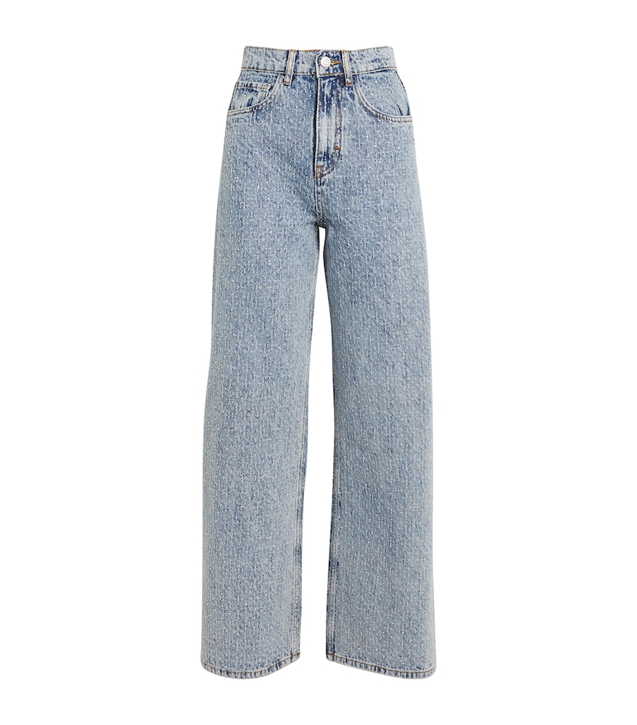 Maje Womens Crystal-Embellished Jeans Blue Image 1