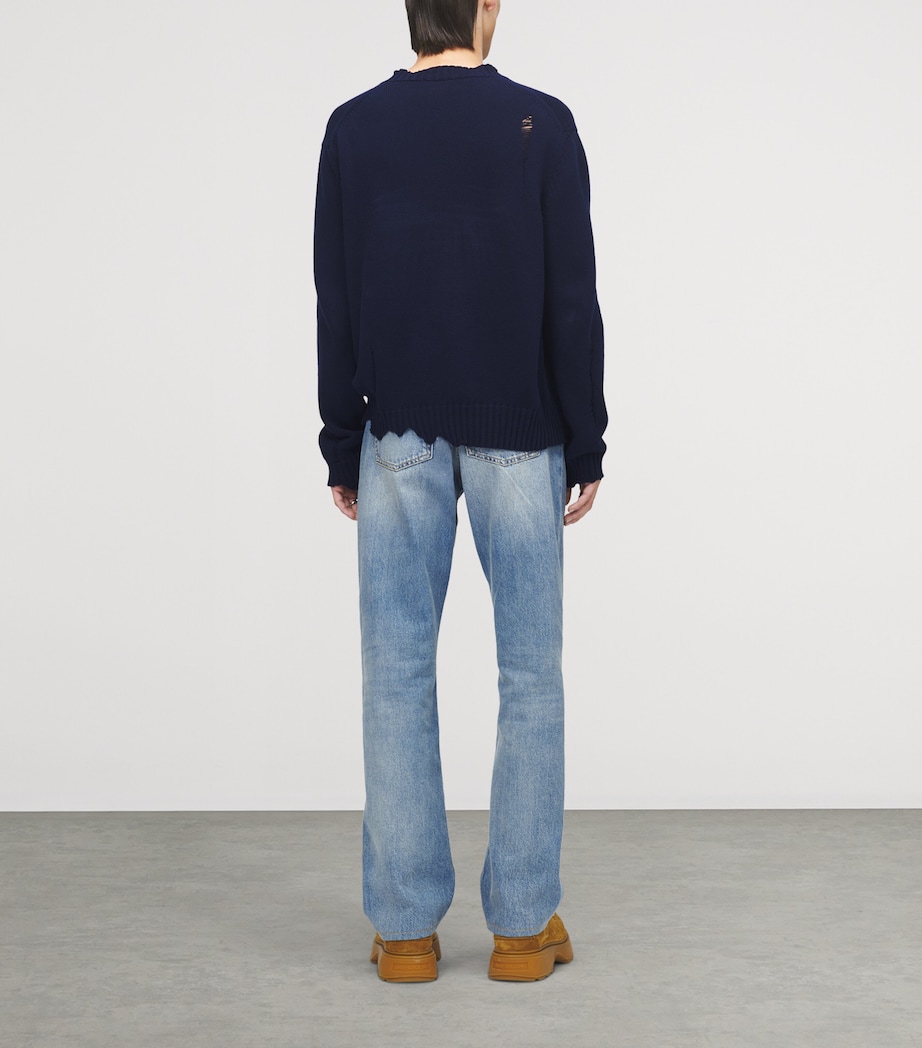 Cotton Distressed Skull Sweater 4100 Image 5