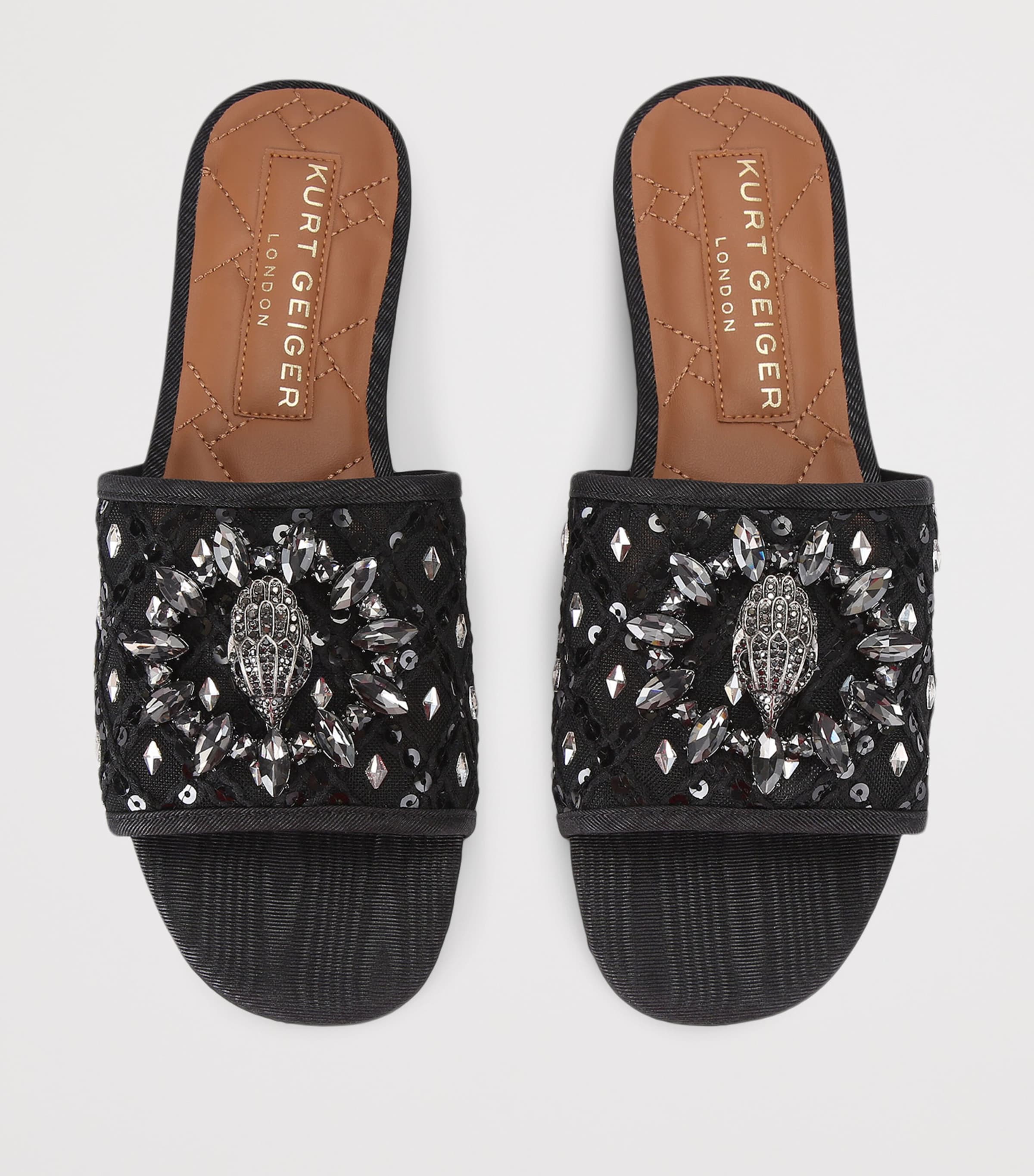 Embellished Chelsea Flat Sandals BLACK Image 4