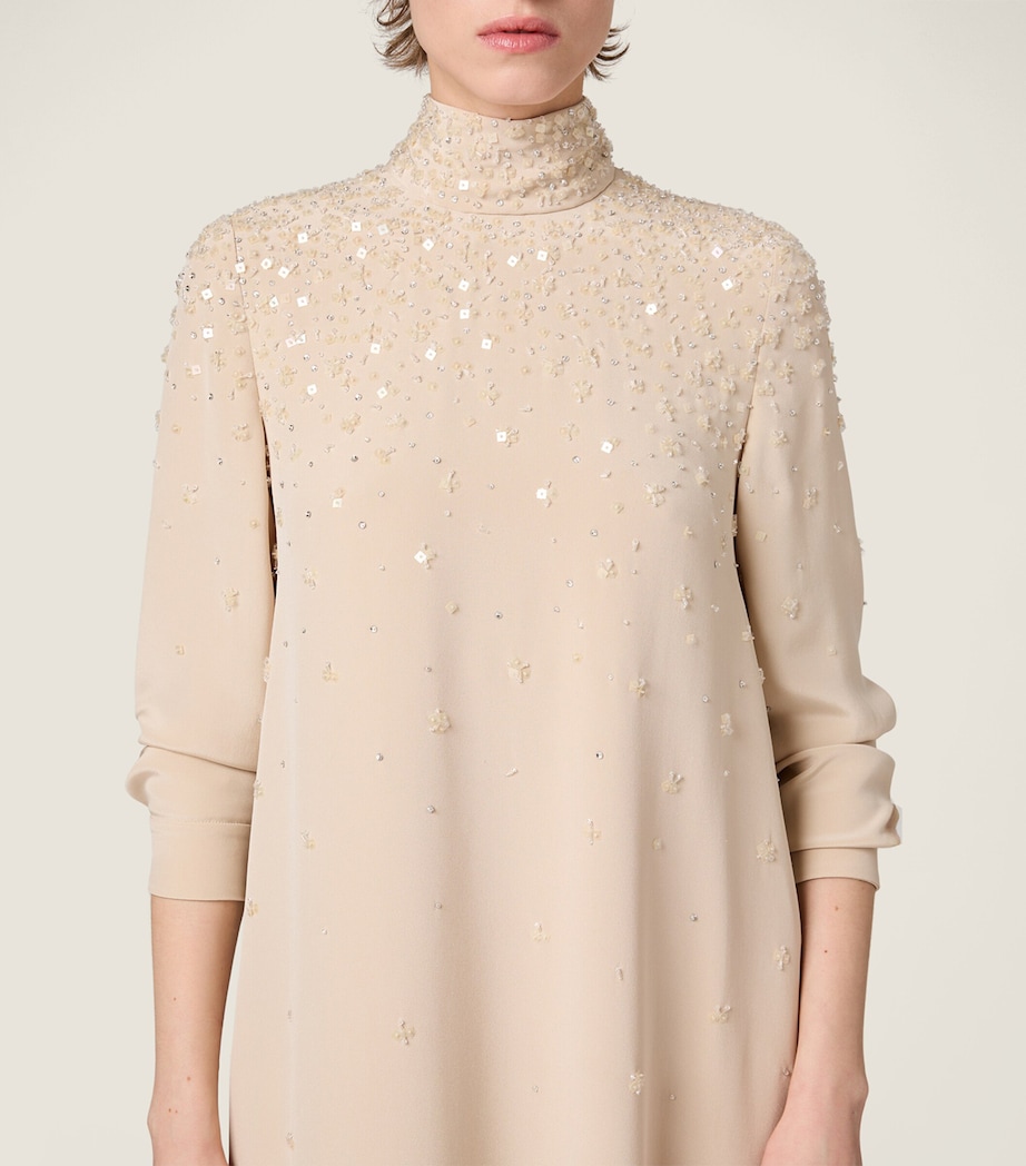 Miu Miu Womens Silk Cady Embroidered Maxi Dress Image 4