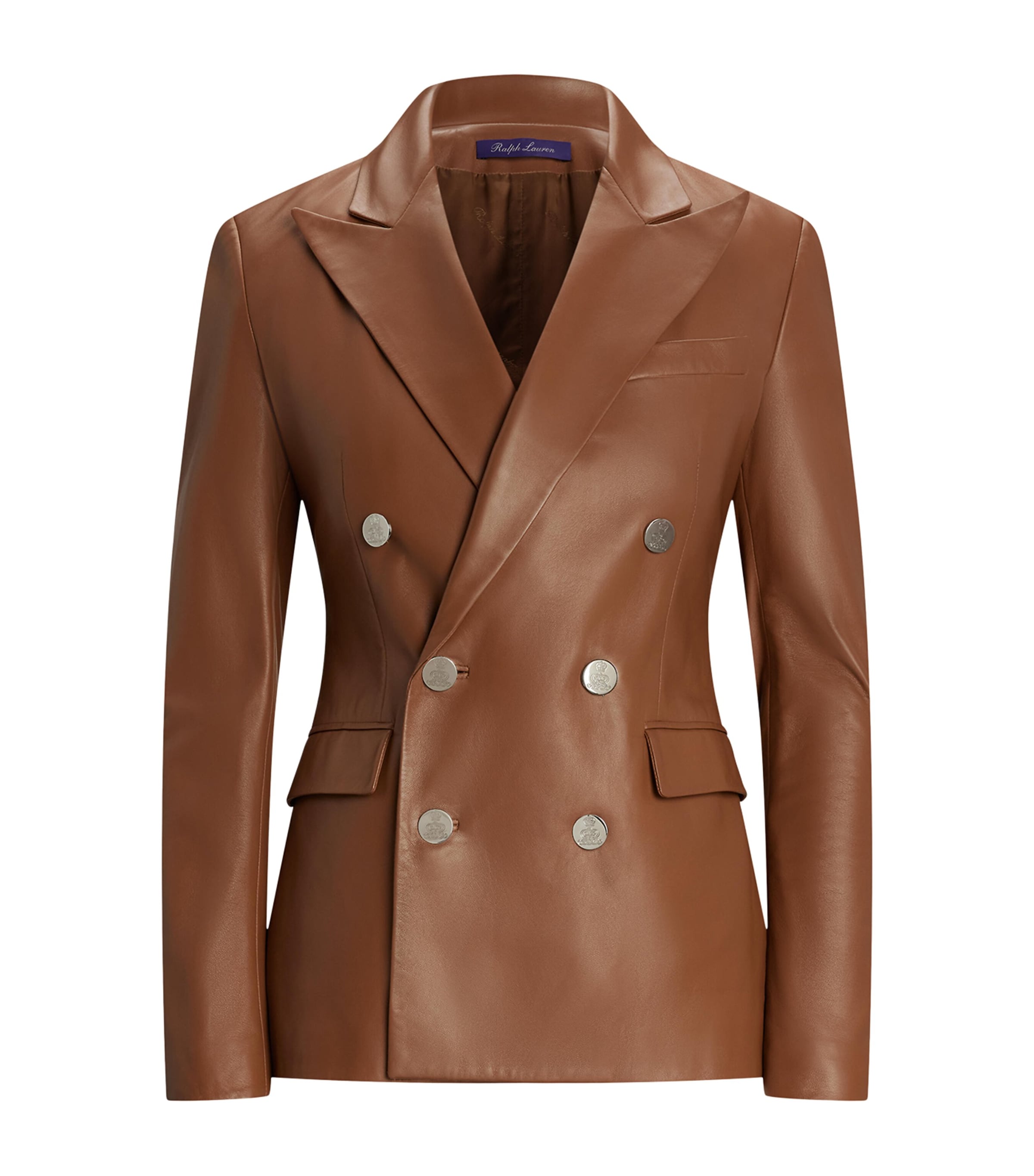 Leather Double-Breasted Blazer LIGHT TOFFEE Image 1