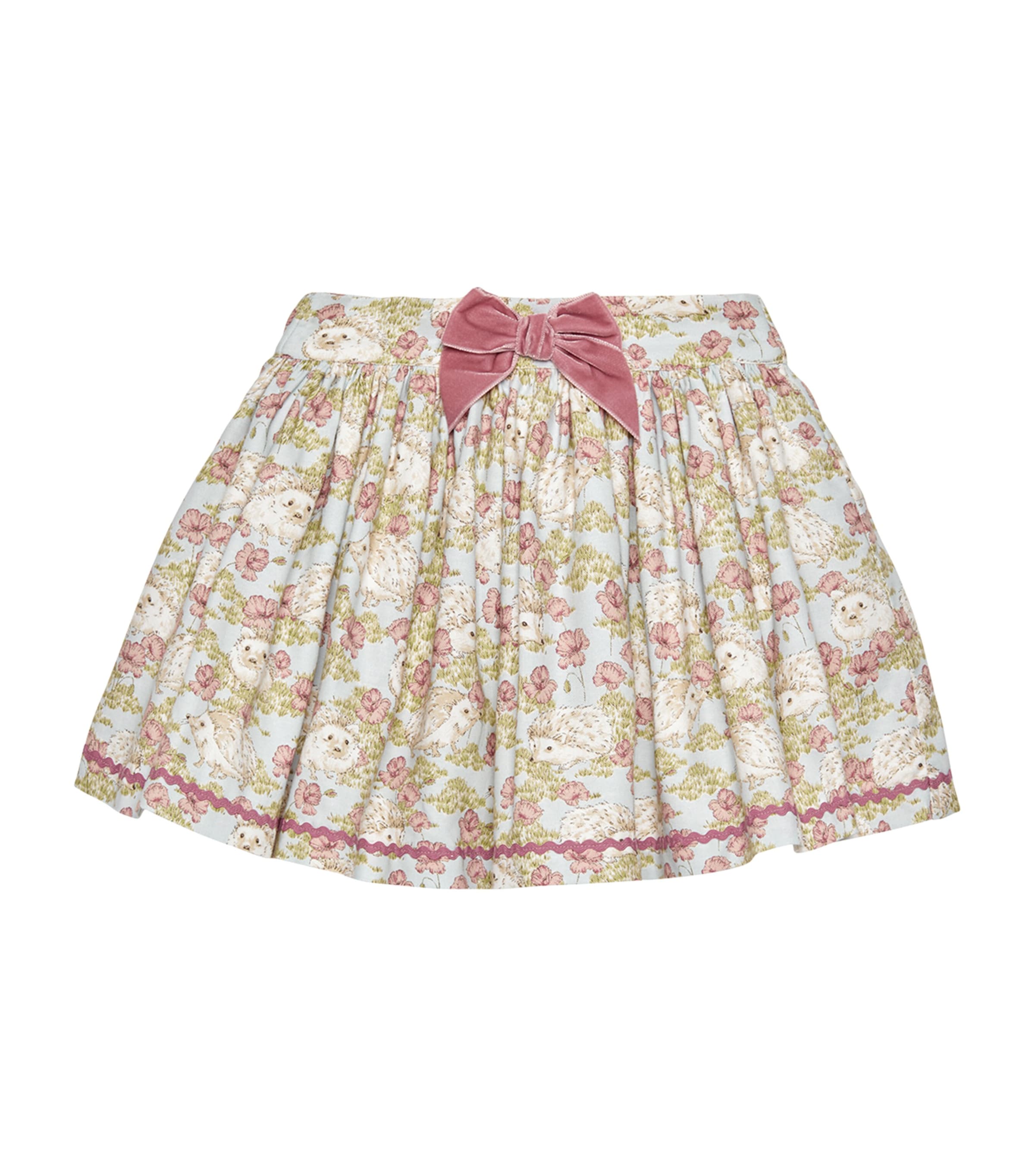 Trotters Kids' Cotton Floral Hedgehog Hollie Skirt In Blue