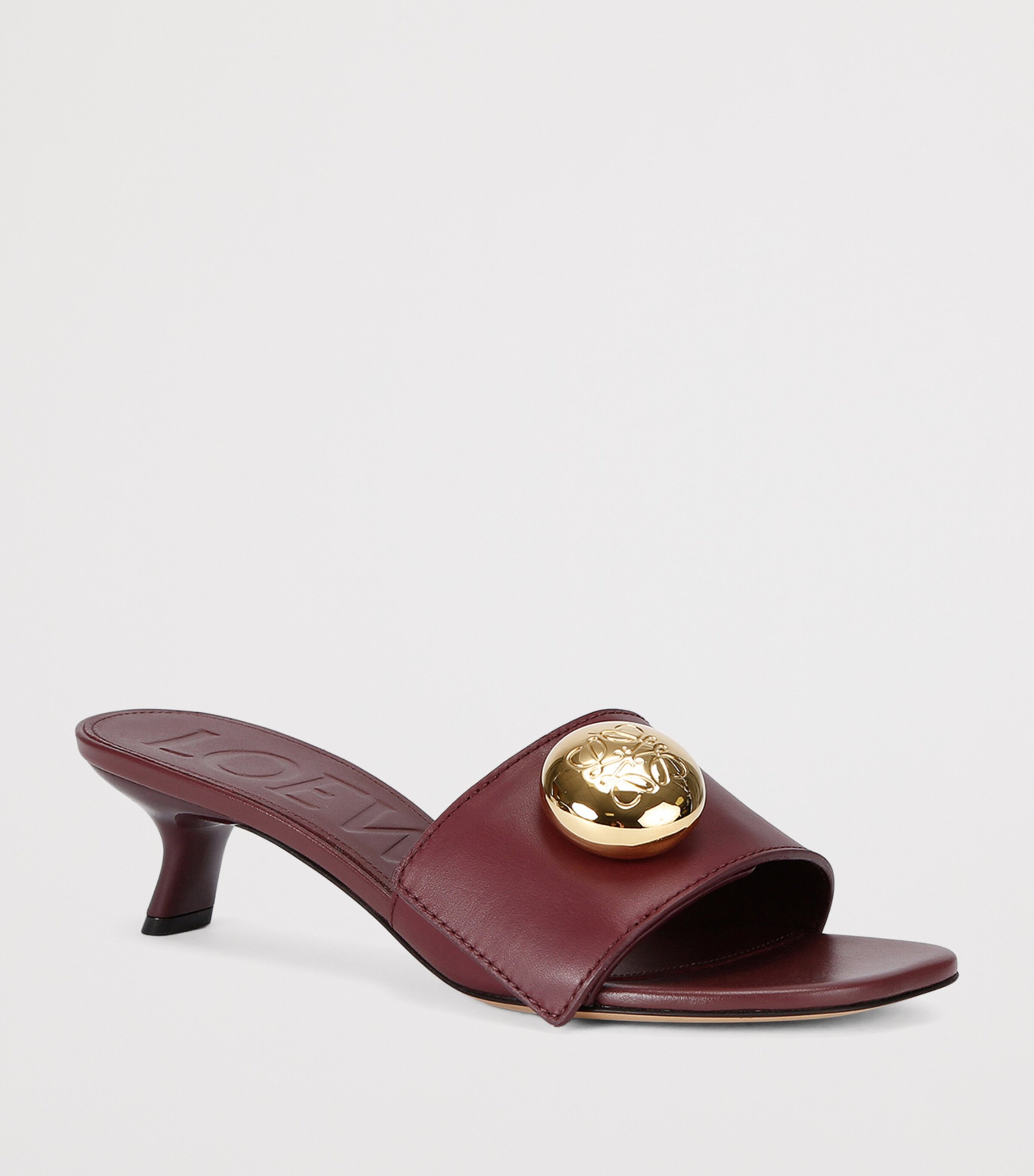 Leather Pebble Mules 45 WINE Image 3