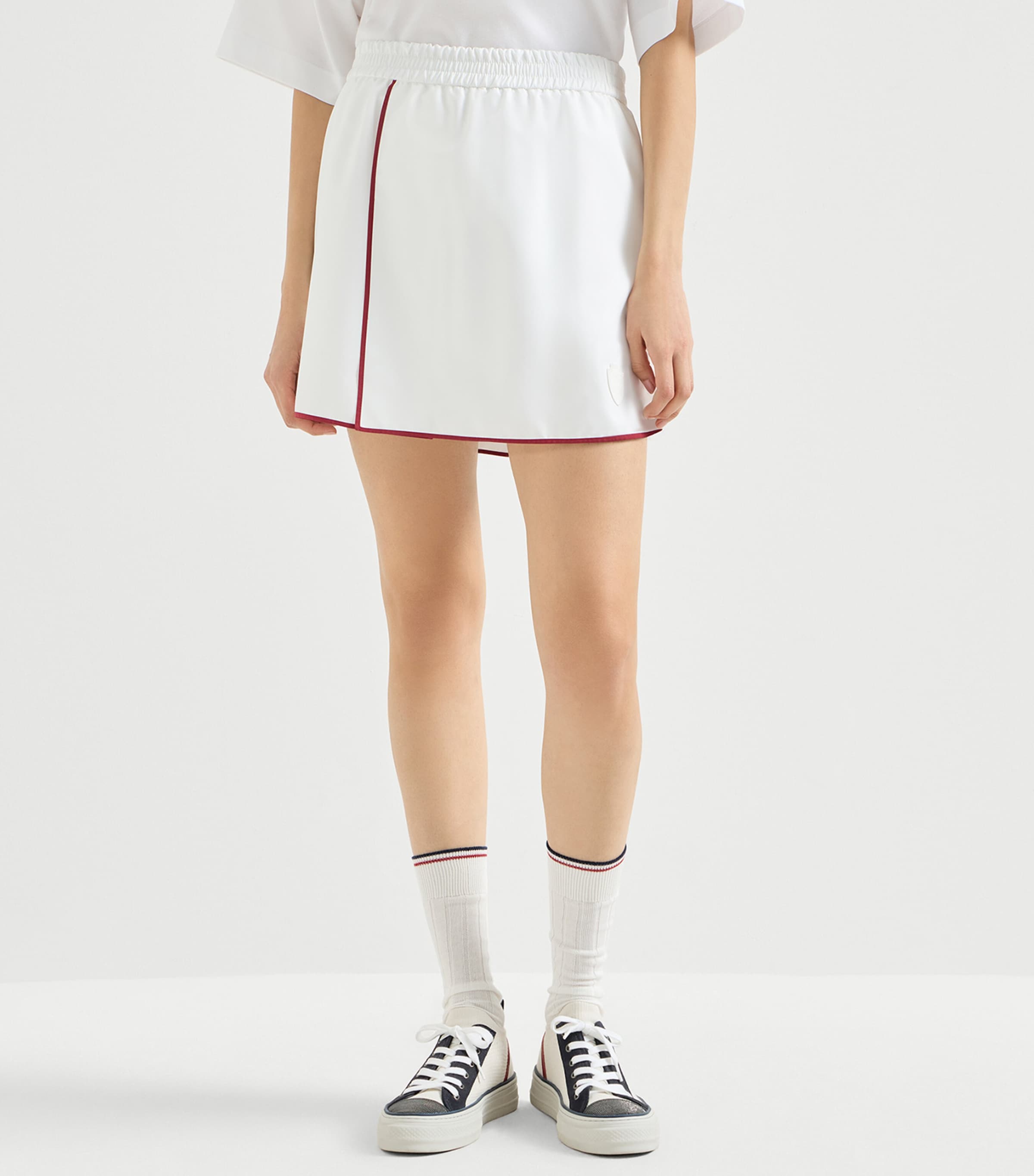 Brunello Cucinelli Womens Technical Logo Mini Skirt Image 4