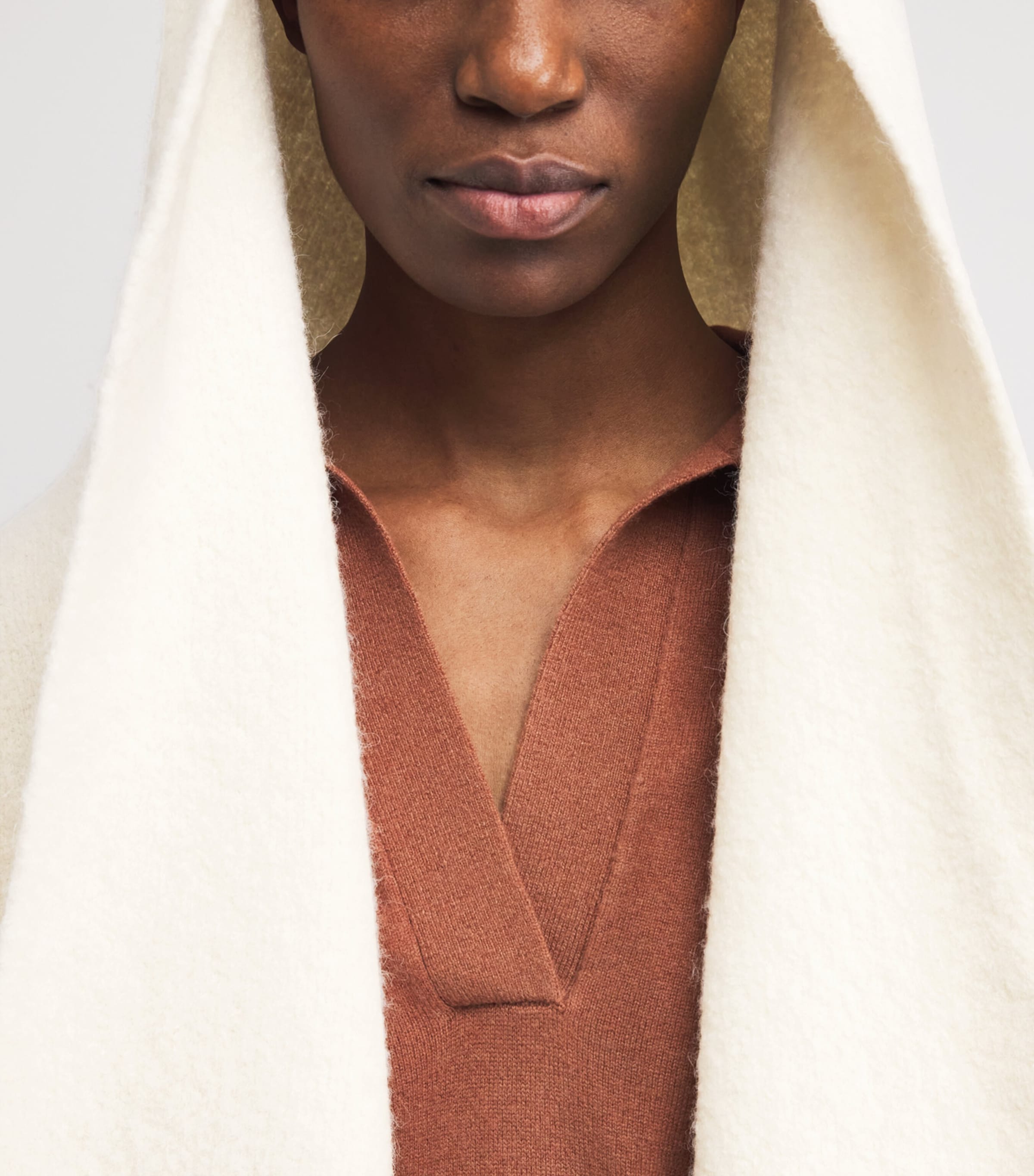 Lauren Manoogian Womens Alpaca-Merino Double-Faced Scarf Coat Raw White Image 3