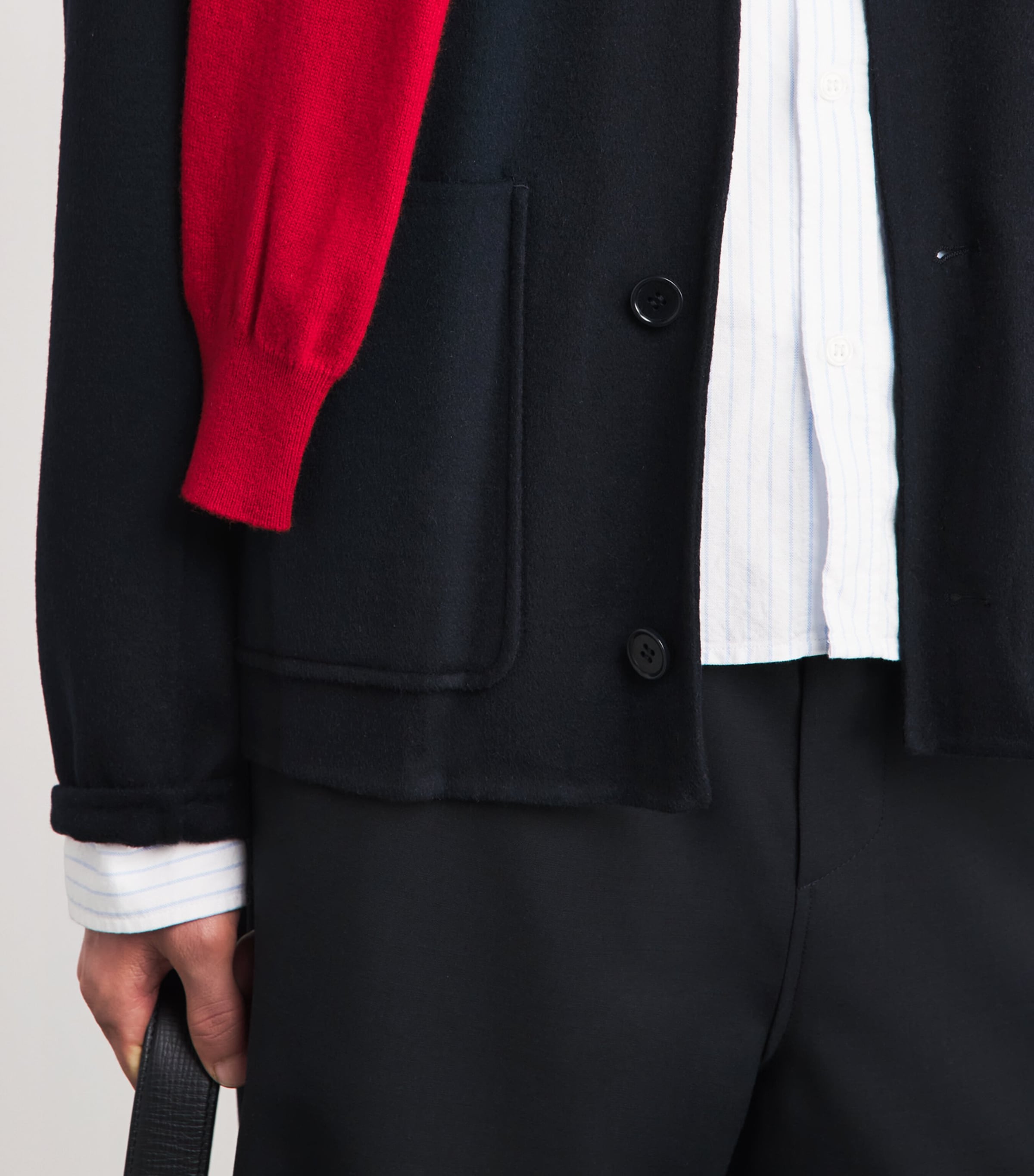 NN07 Mens Brushed Wool Overshirt Deep Navy Image 3