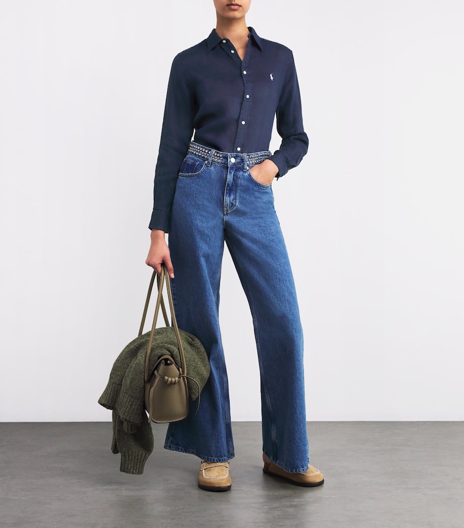 Polo Ralph Lauren Womens Linen Classic Shirt Navy Image 2