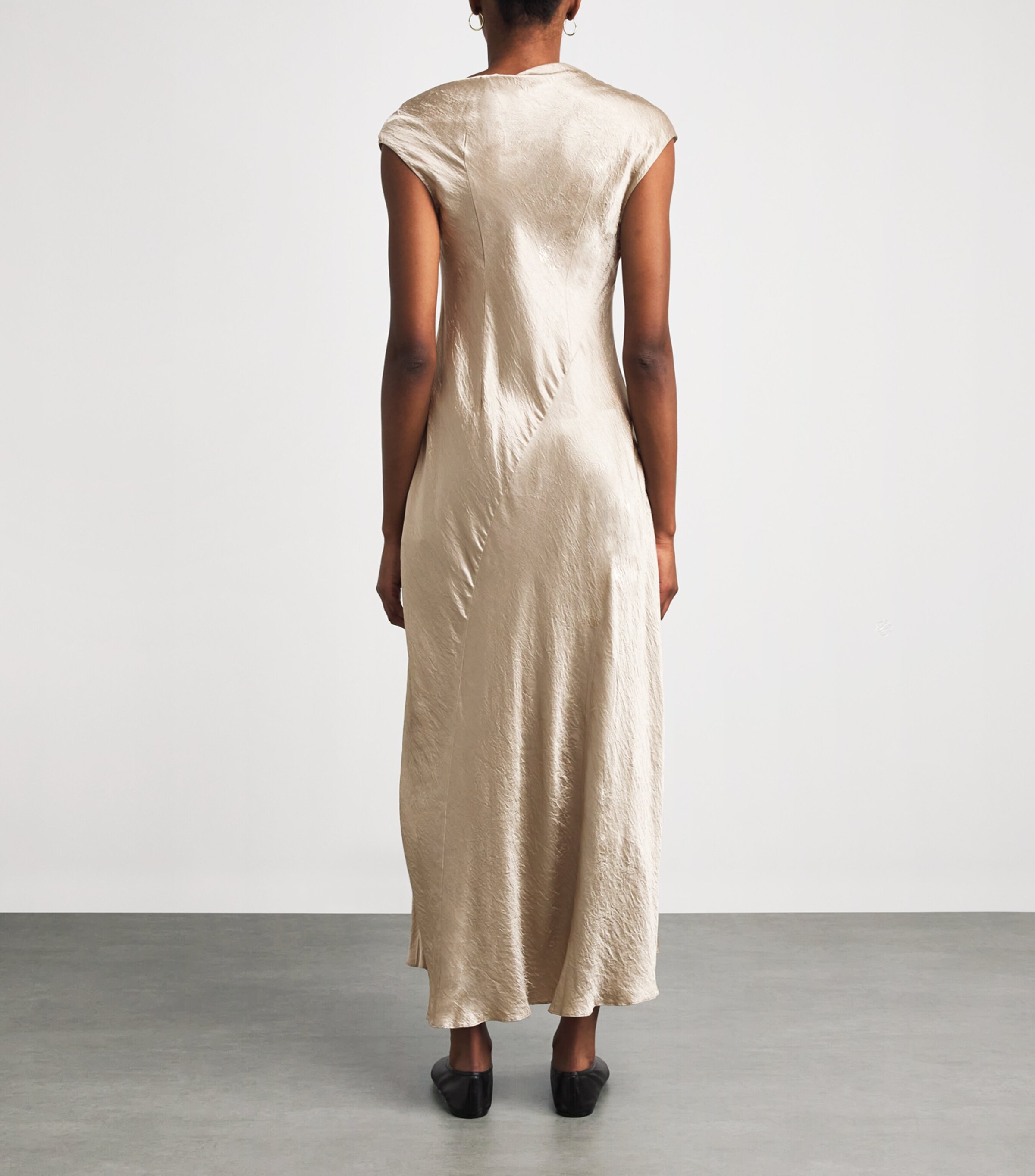 Lauren Manoogian Womens Satin Luster Maxi Dress Champagne Image 3