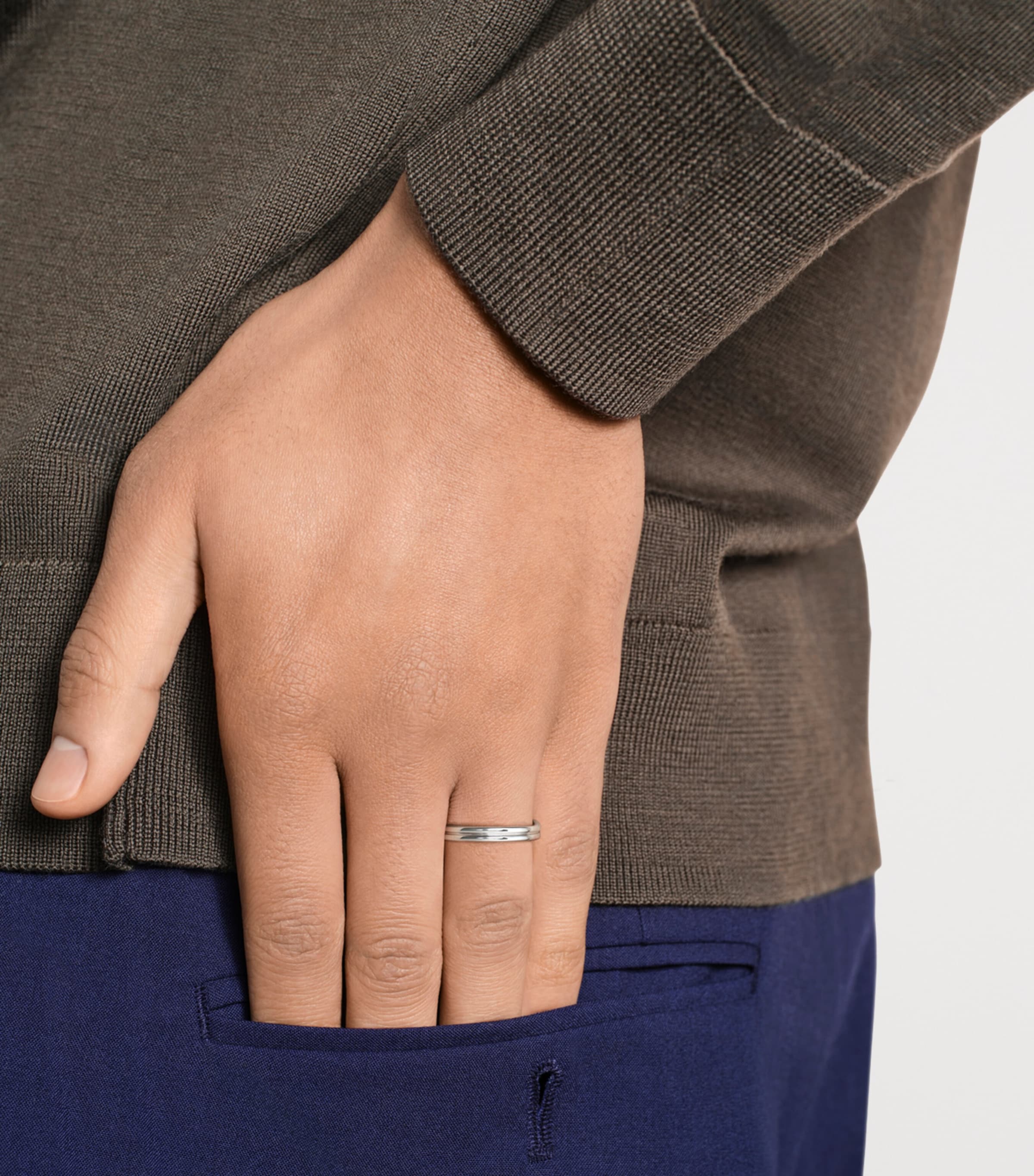 Platinum Godron Wedding Band MULTI Image 2