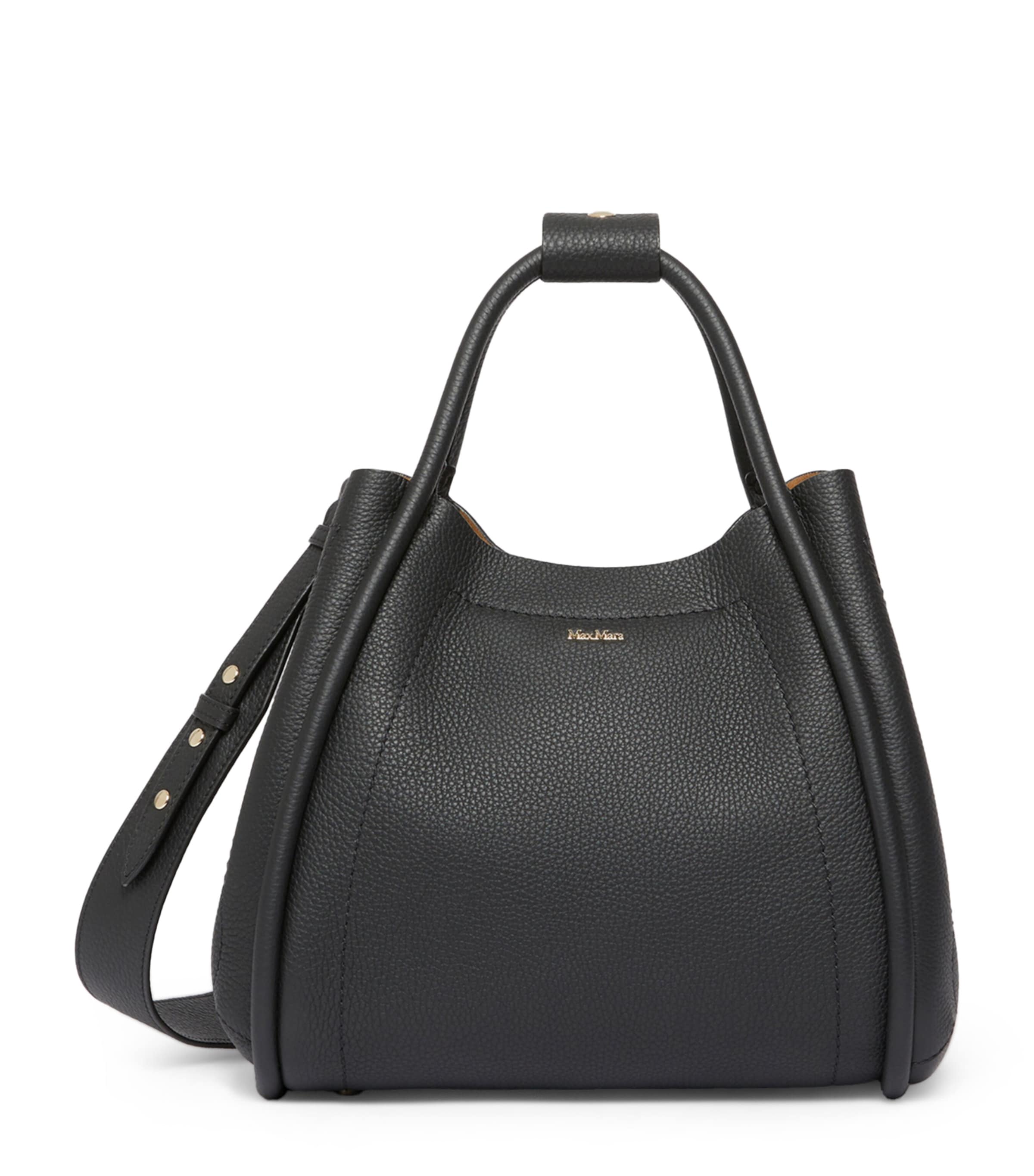 Max Mara Small Leather Marine Top-Handle Bag Black Image 1