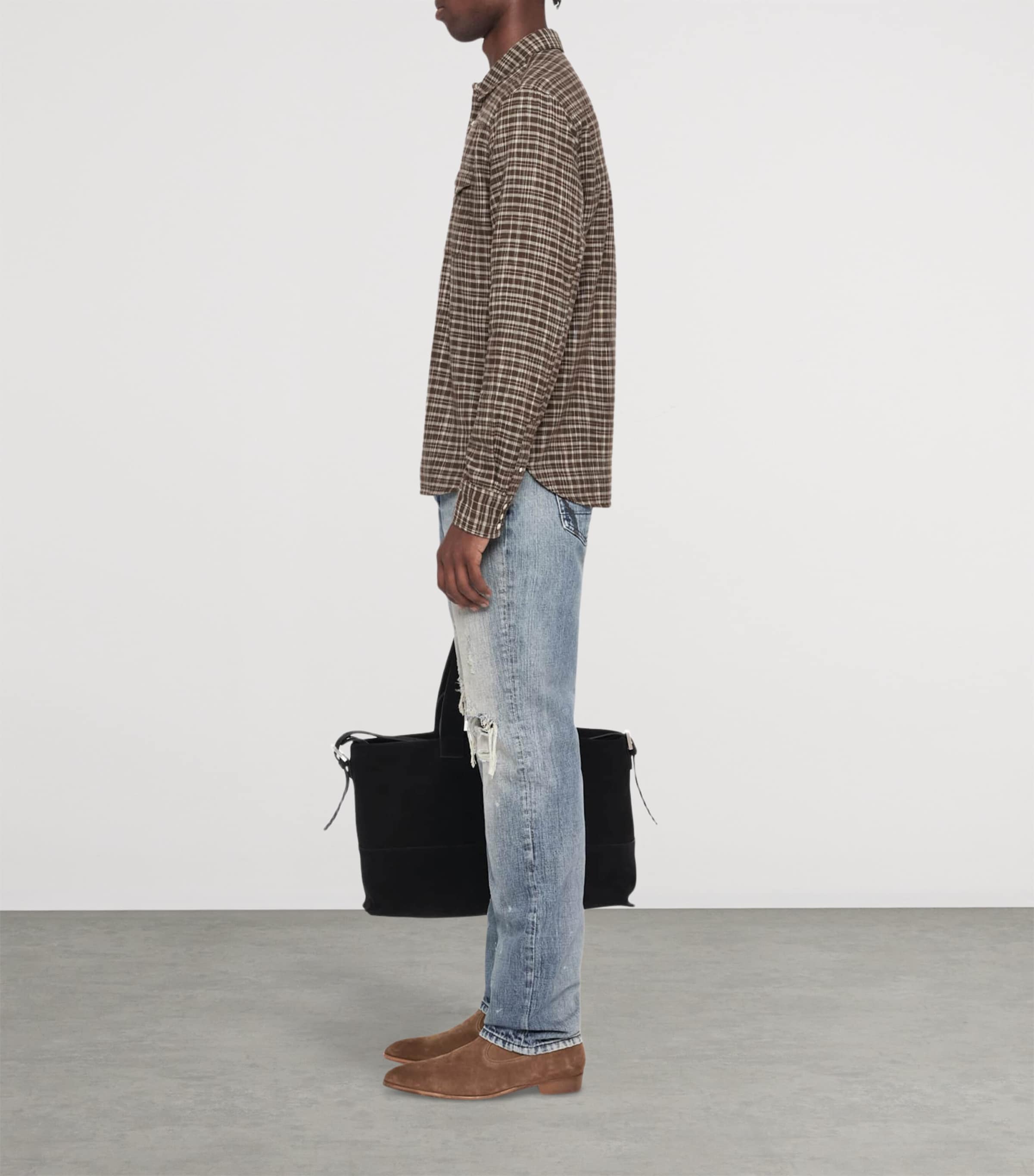 AllSaints Mens Organic Cotton Court Shirt Khaki Brown Image 8