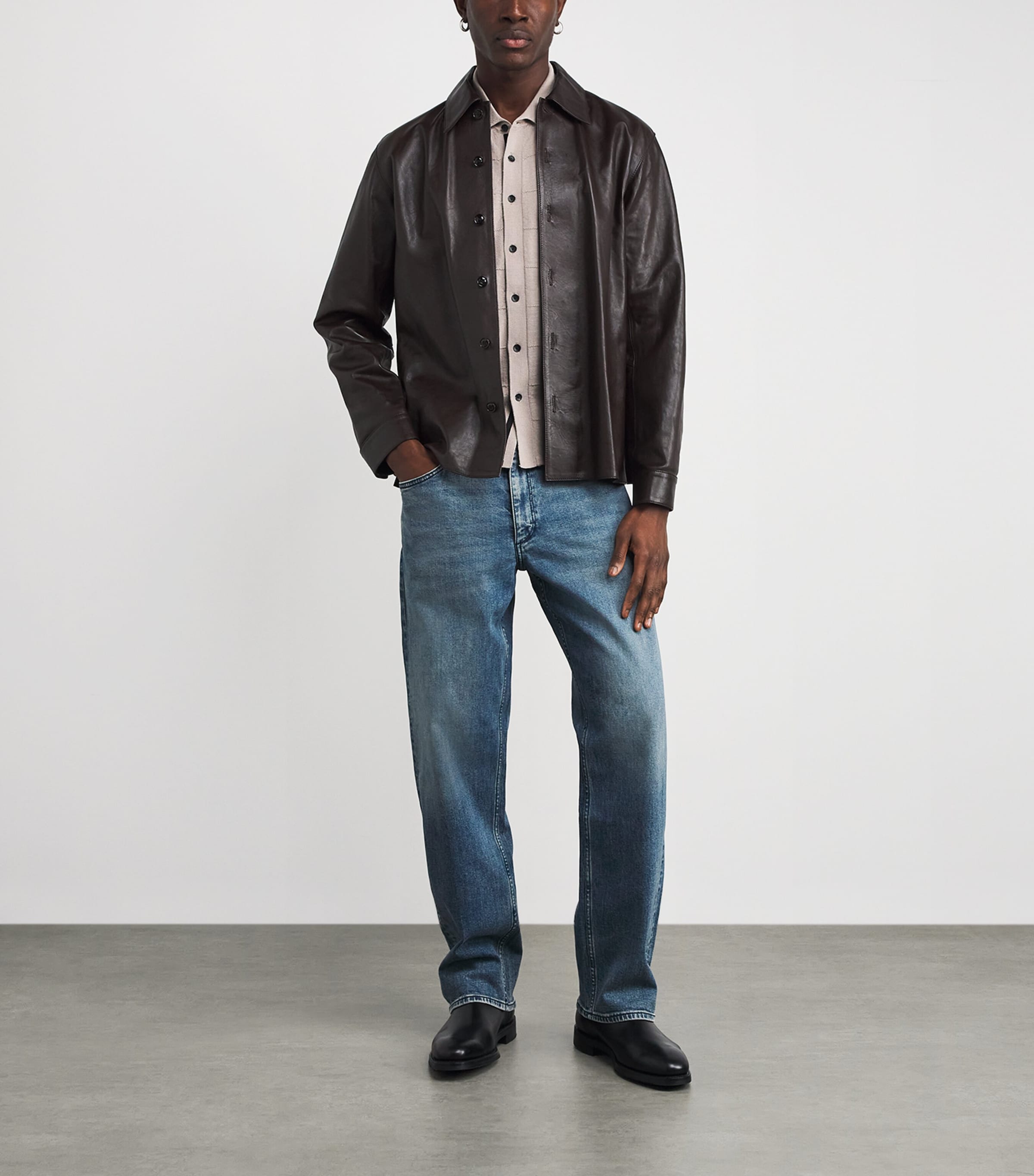 Wool-Blend Knitted Short-Sleeve Shirt TAN Image 2